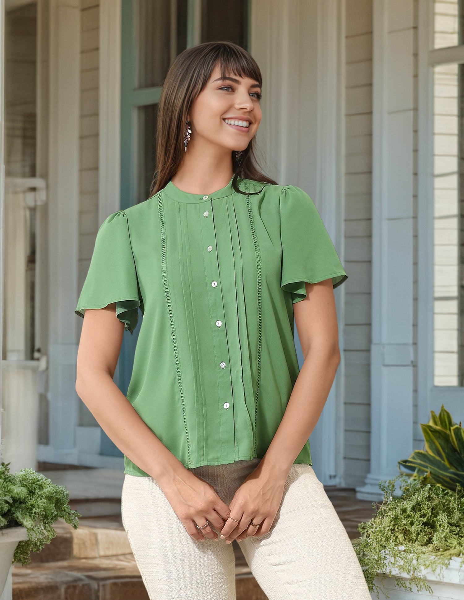 Pleated Solid Top Green - U.S. Polo Assn. India | Large