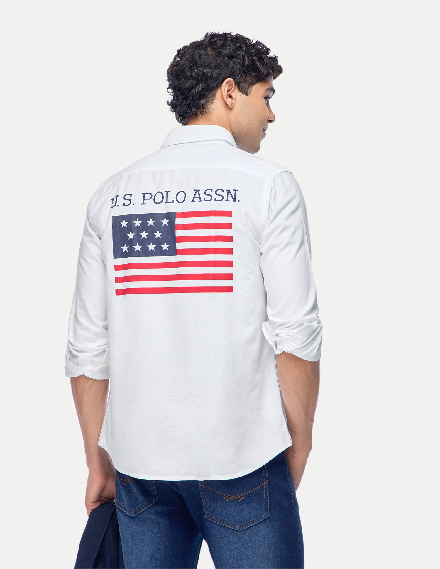 Long Sleeve Graphic Print Shirt White - U.S. Polo Assn. India | Large