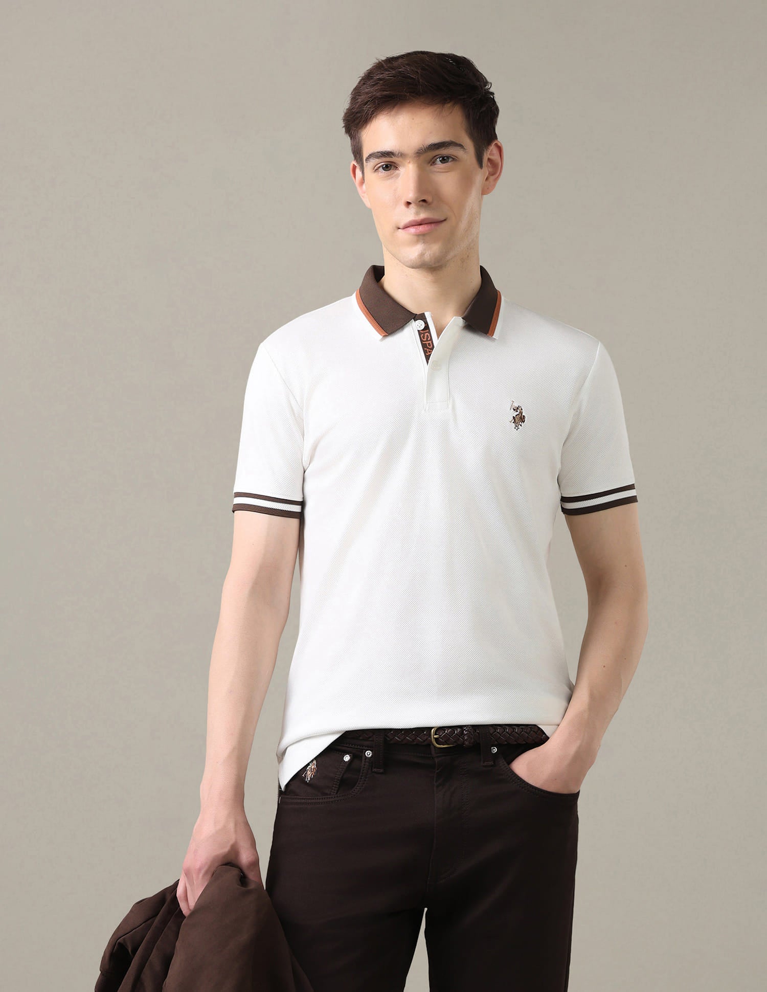 Solid Slim Fit Polo Shirt White - U.S. Polo Assn. India | Large