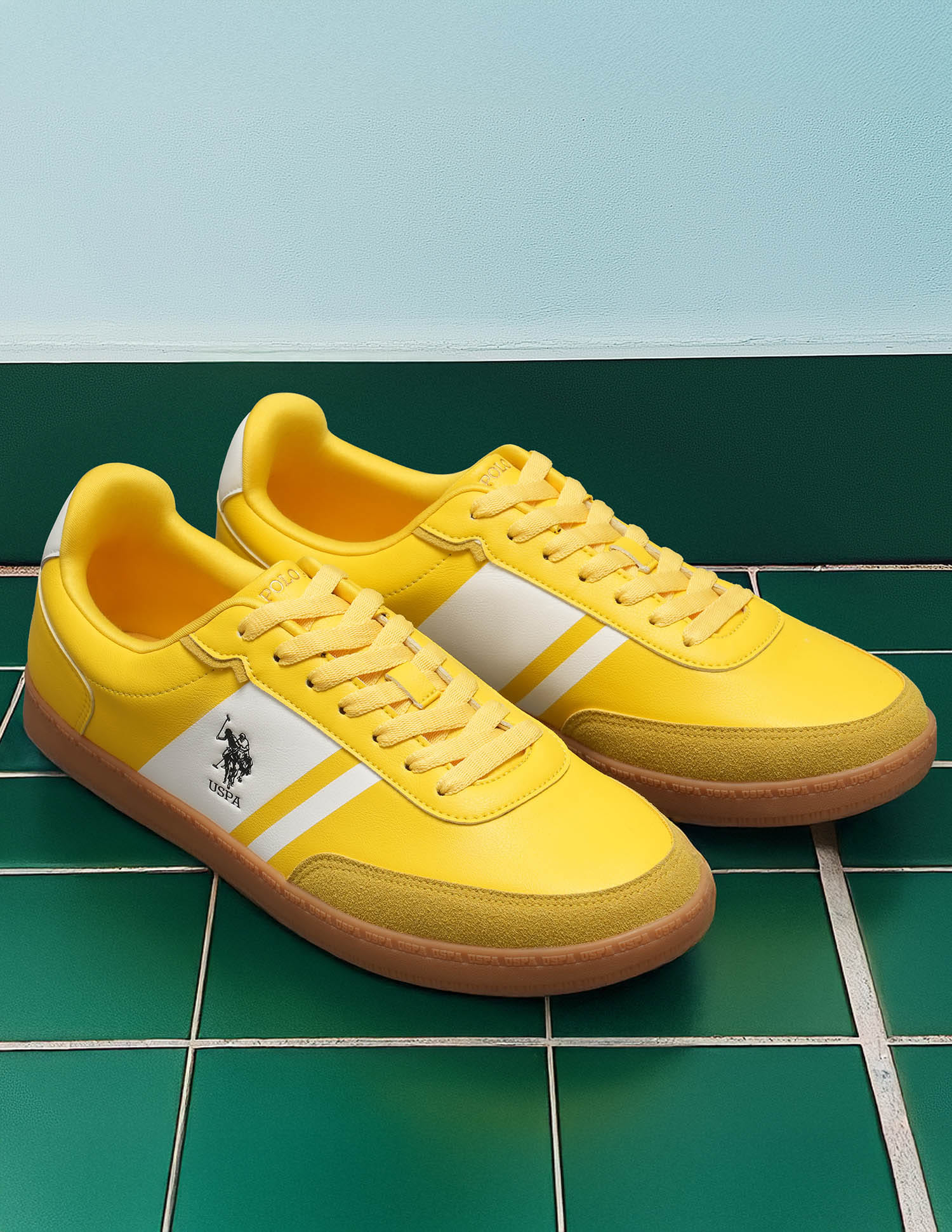 Men Hilton Colourblocked Sneakers Yellow - U.S. Polo Assn. India | Large