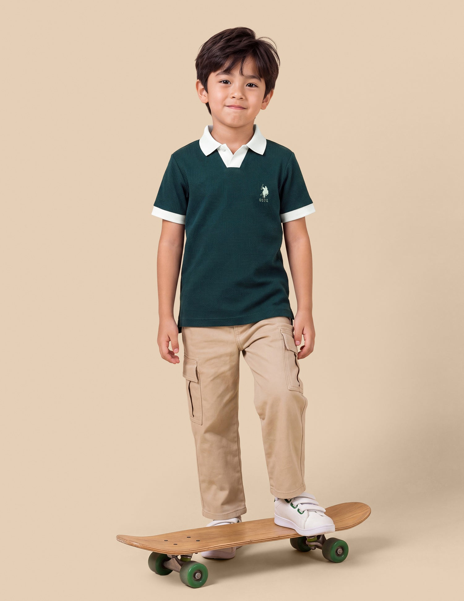 Self Design Geometric Regular Fit Polo Shirt Teal - U.S. Polo Assn. India | Large
