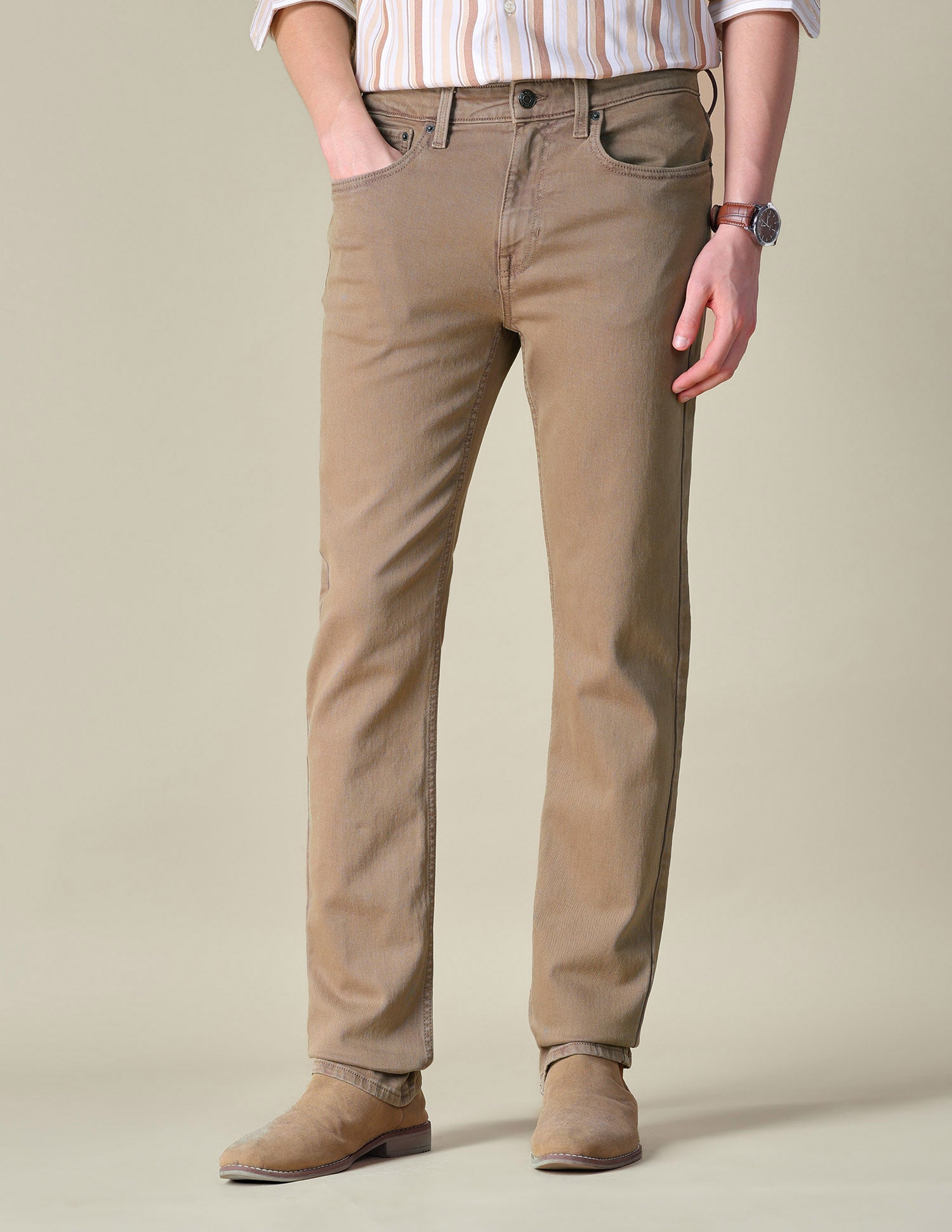 Slim Straight Fit Brown Jeans