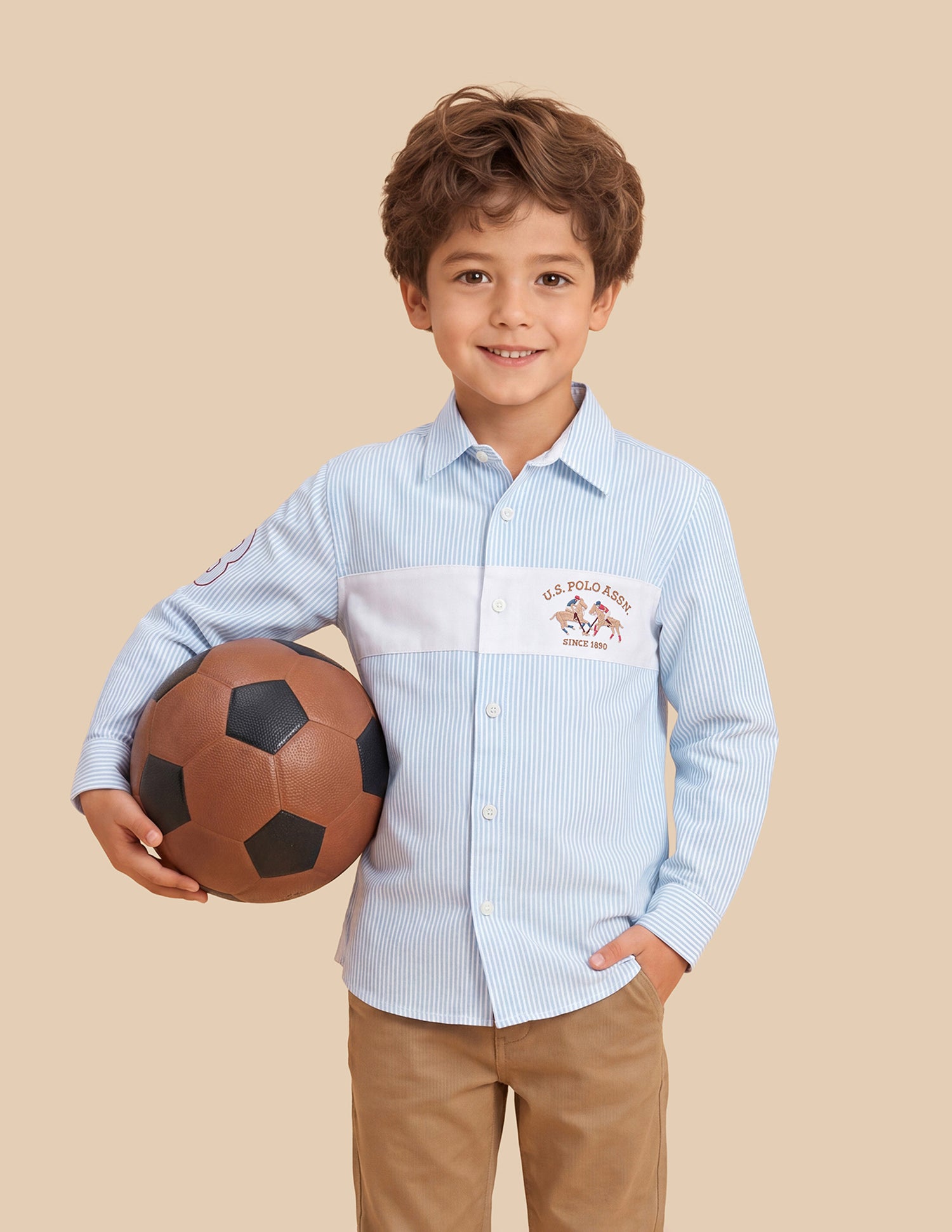 Vertical Striped Oxford Shirt Light Blue - U.S. Polo Assn. India | Large