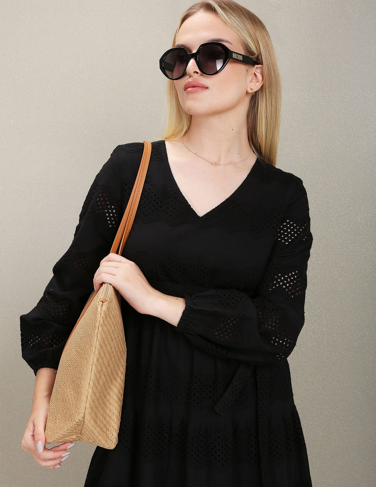 V-Neck Schiffli Embroidered Dress Black - U.S. Polo Assn. India | Large