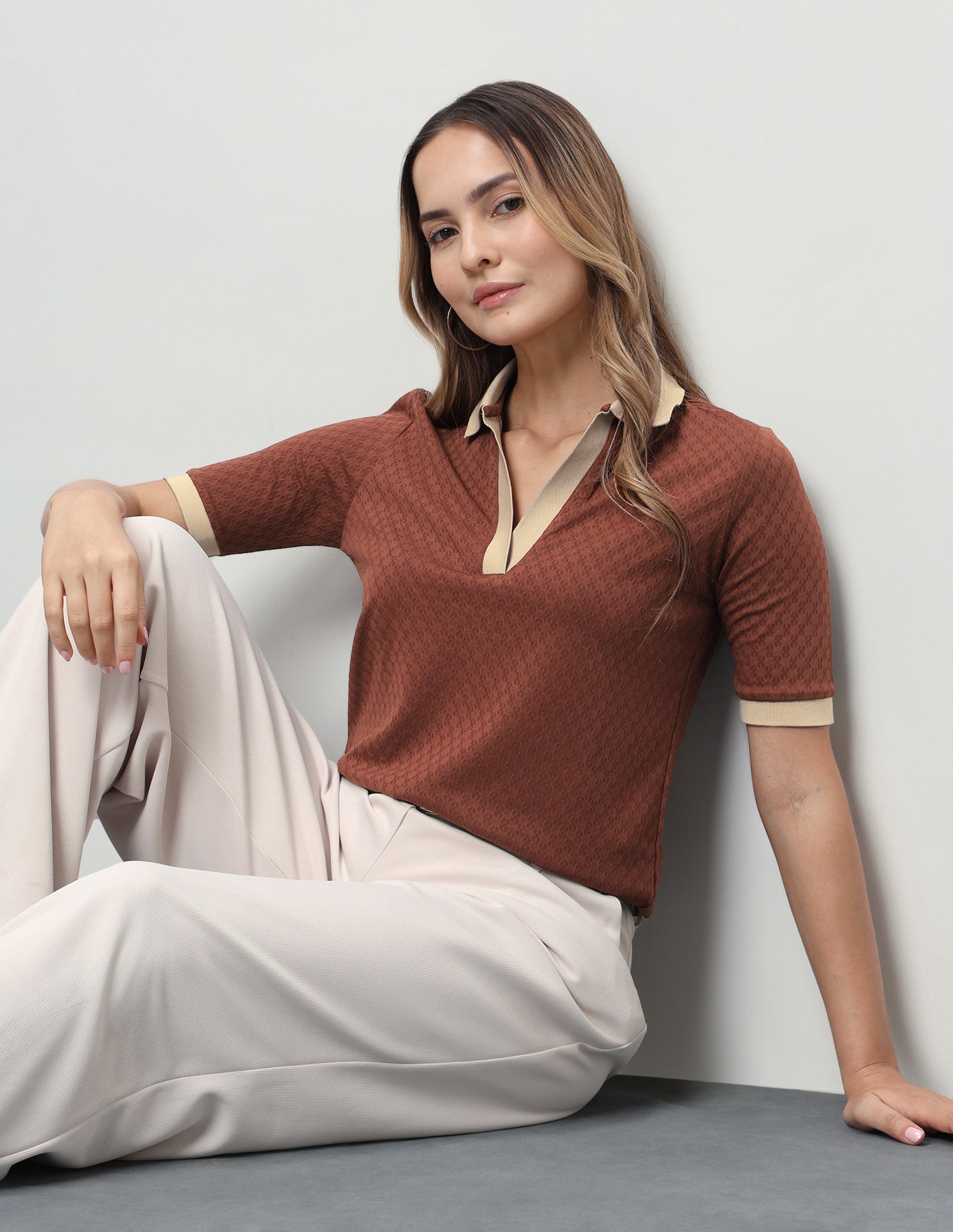 Textured Regular Fit Polo Shirt Rust - U.S. Polo Assn. India | Large