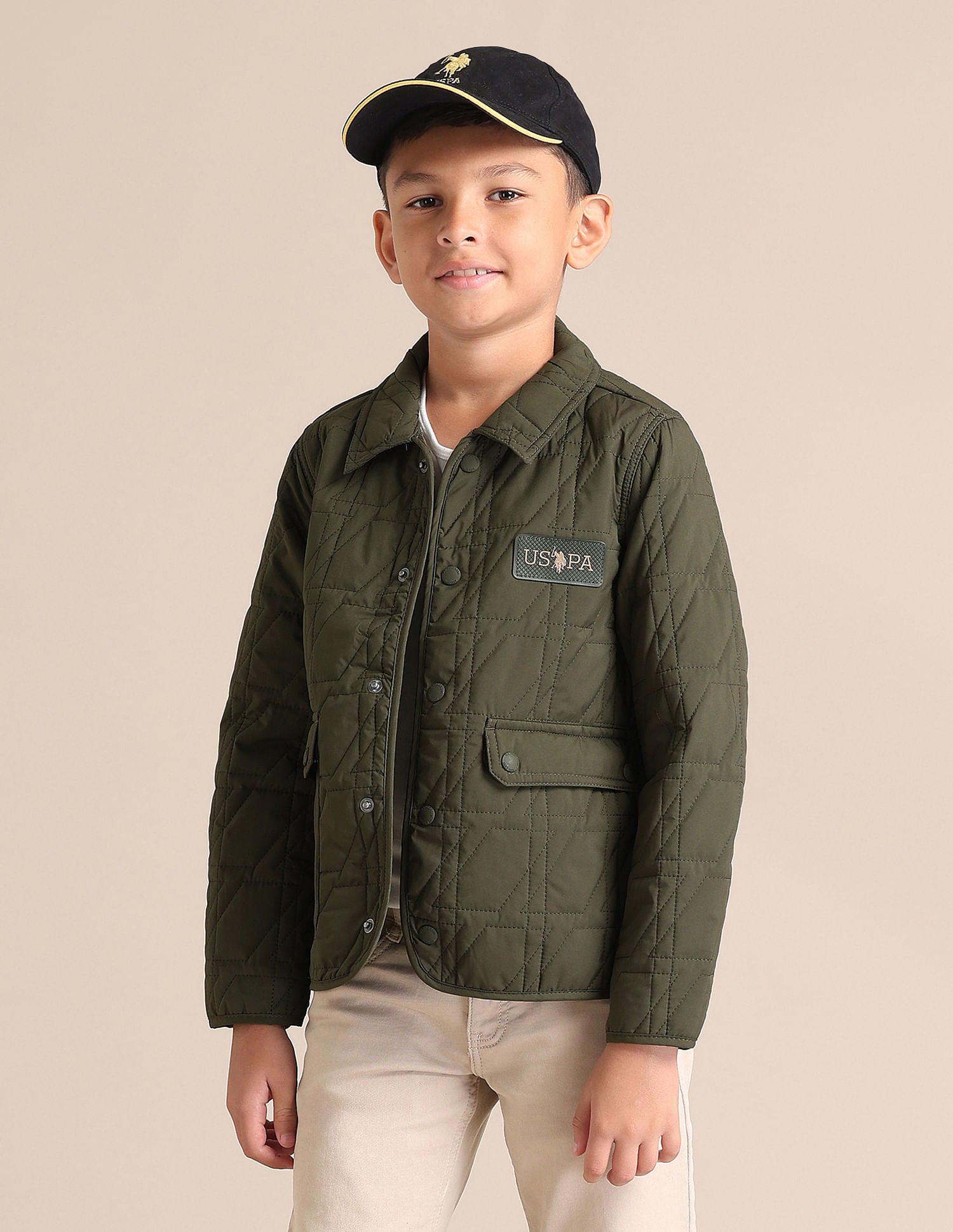 Boys Solid Spread Collar Jacket