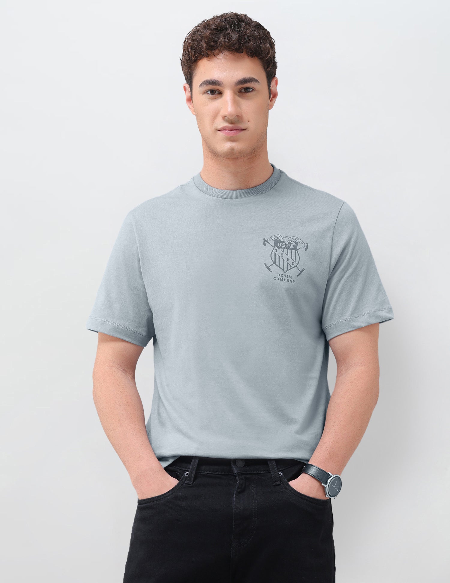 Graphic Brand Printed Relaxed Fit T-Shirt Grey - U.S. Polo Assn. India | Large
