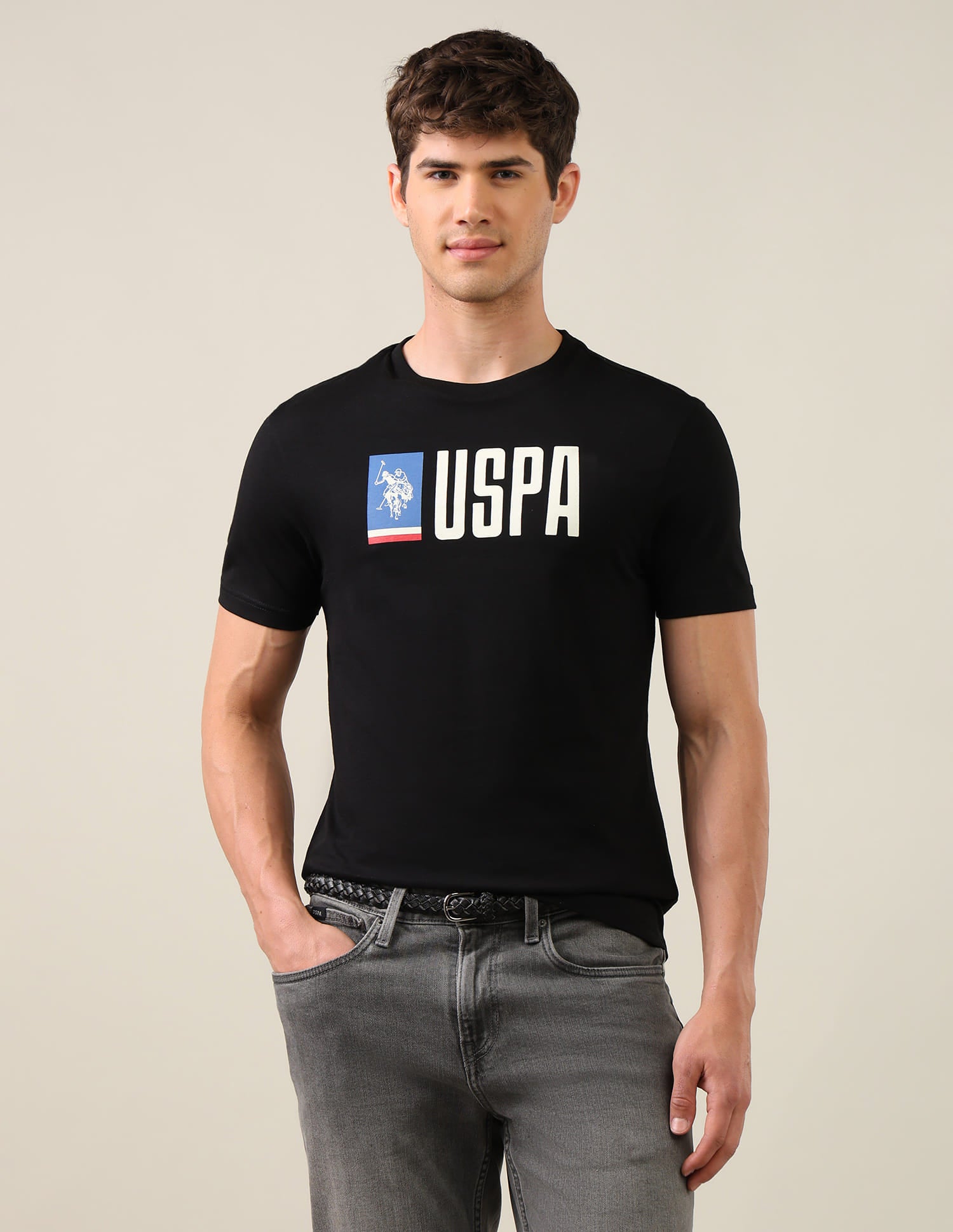 Brand Printed Regular Fit T-Shirt Grey - U.S. Polo Assn. India | Large