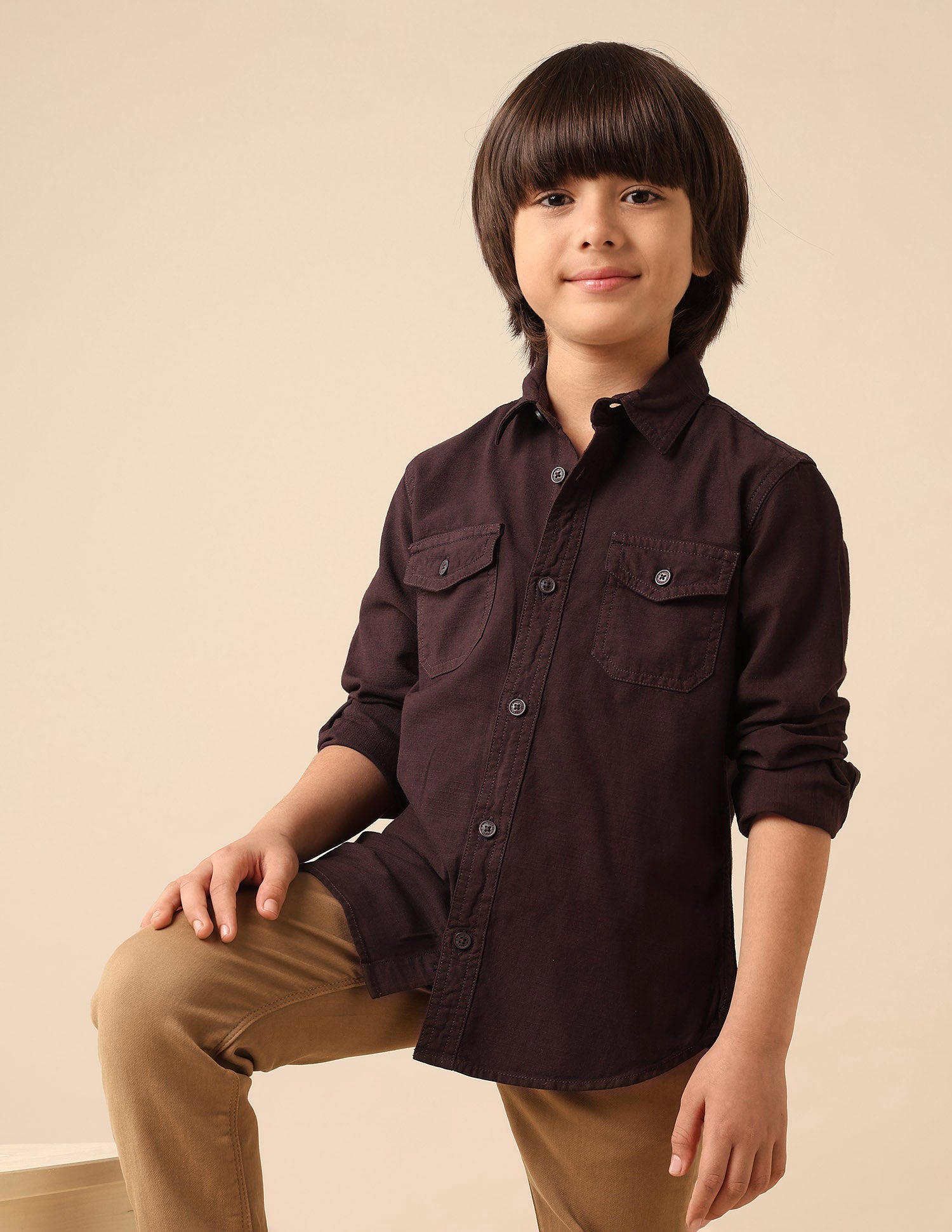 Boys Regular Fit Solid Shirt