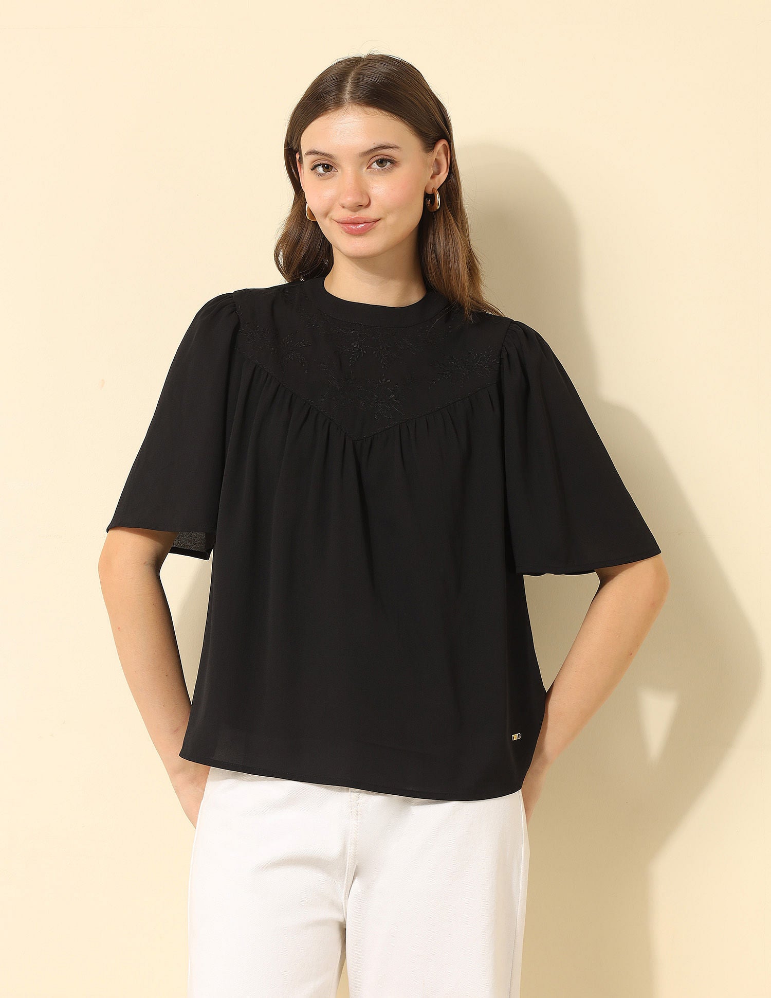 Yoke Embroidered Top