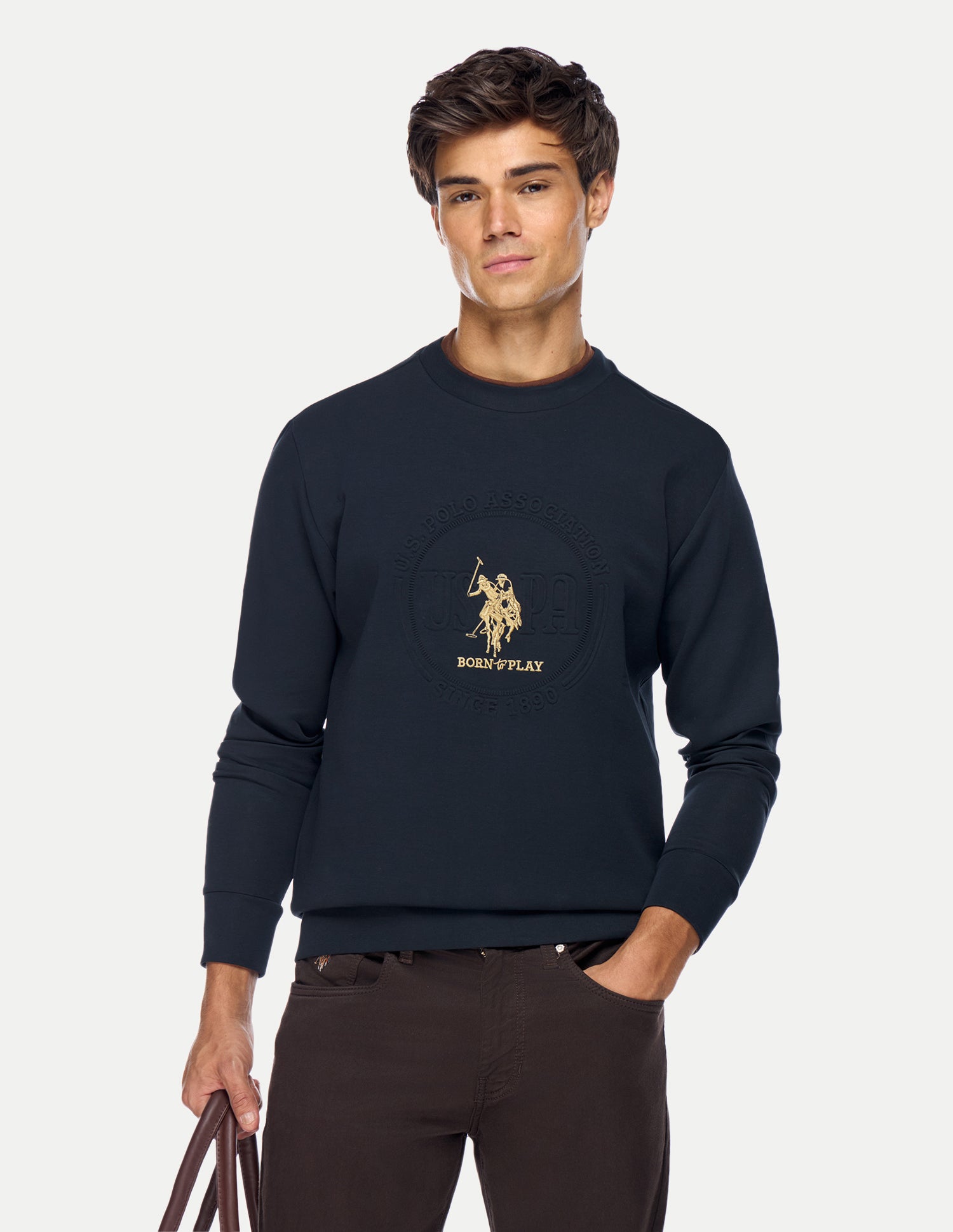Brand Embossed Slim Fit Sweatshirt Navy - U.S. Polo Assn. India | Large