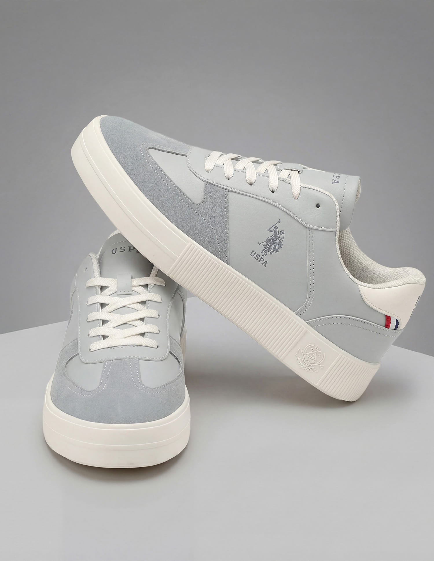 Men Colour Blocked Palfrey Sneakers Grey - U.S. Polo Assn. India | Large