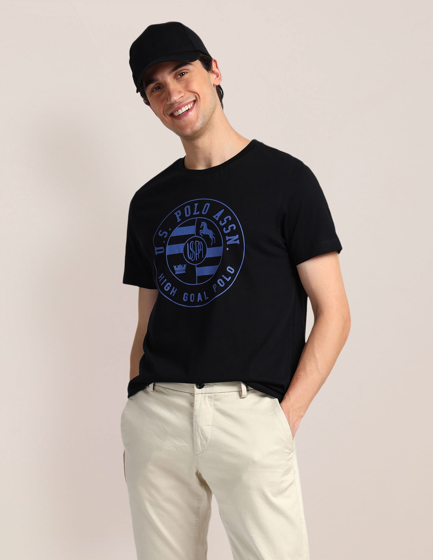 Brand Print Slim Fit T-Shirt Black - U.S. Polo Assn. India | Large