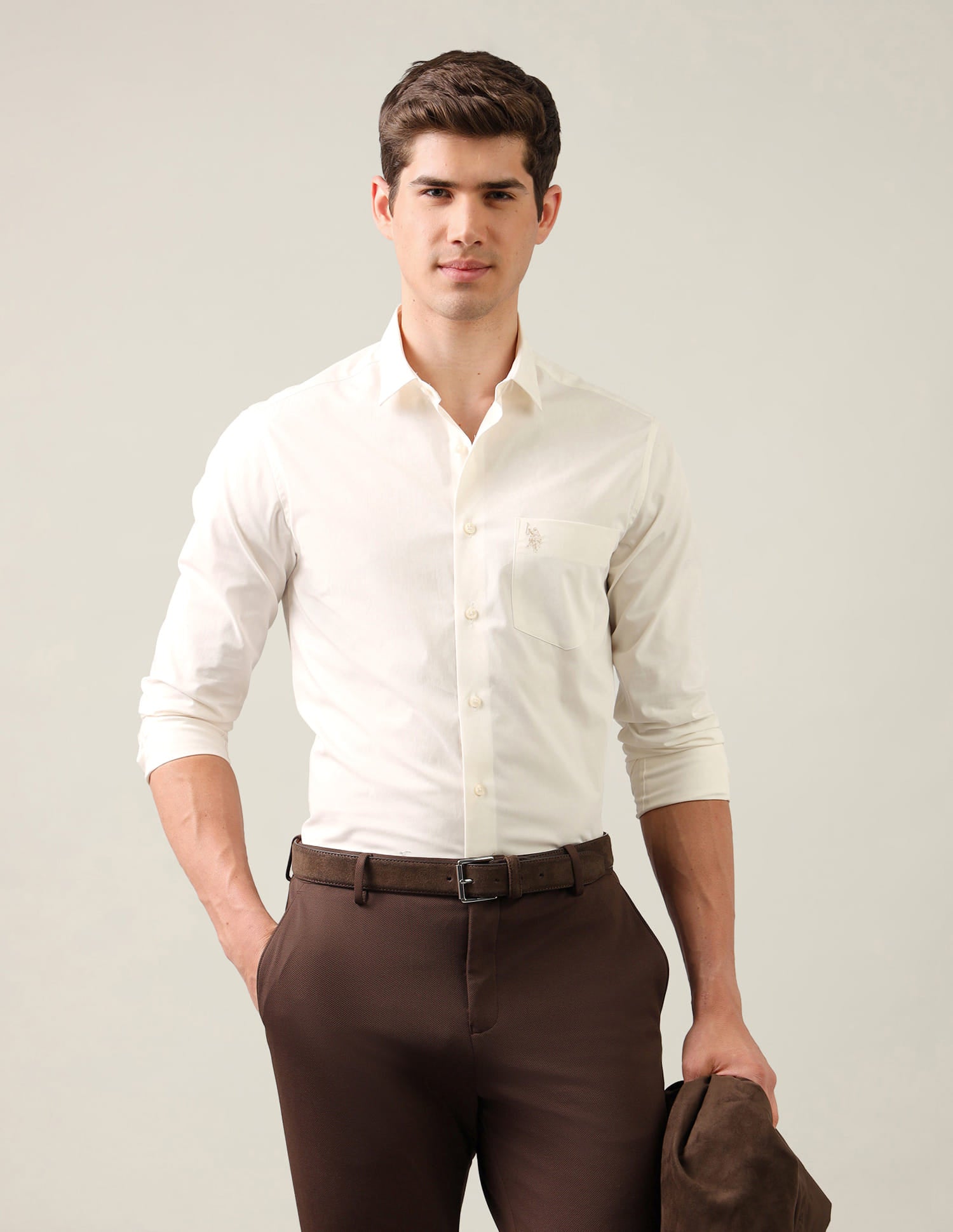 Tailored Fit Regular Shirt White - U.S. Polo Assn. India | Large