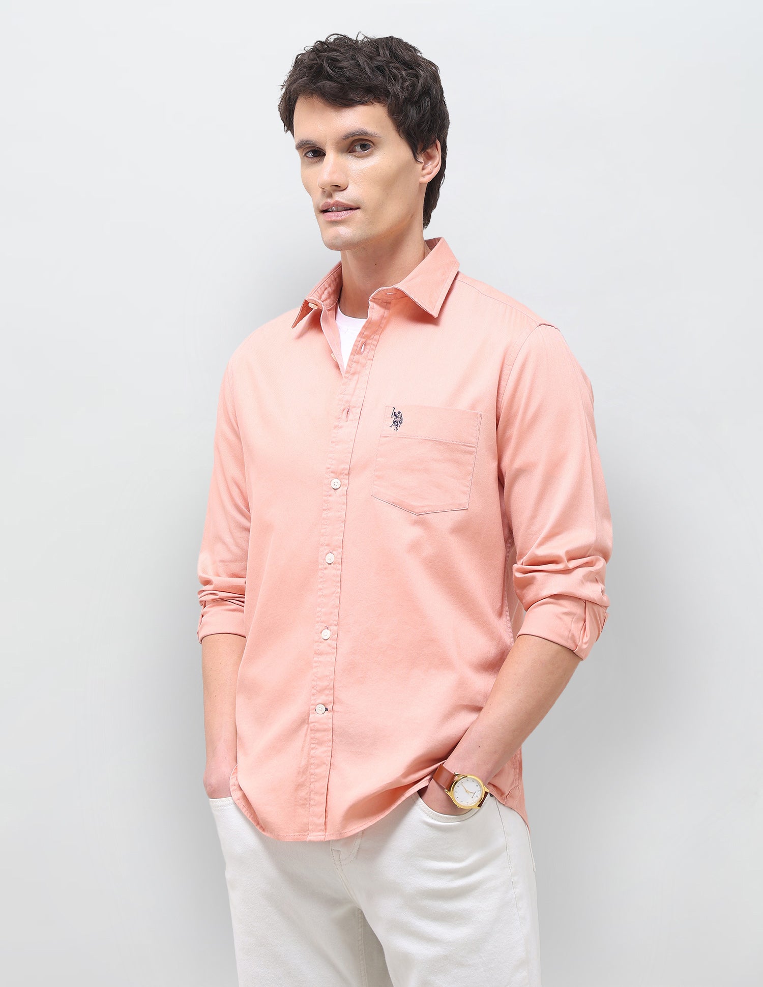 Solid Tailored Fit Shirt Pink - U.S. Polo Assn. India | Large