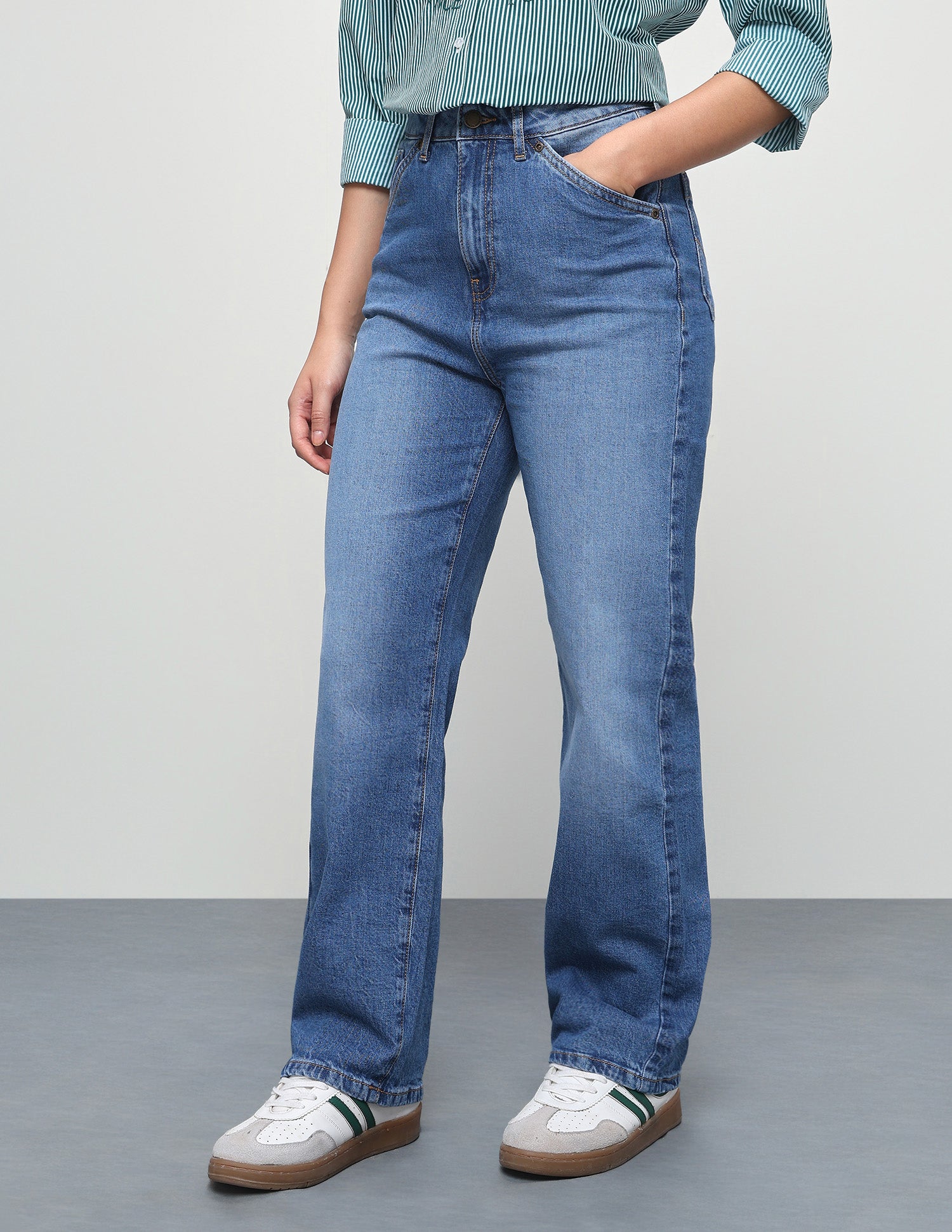High Rise Straight Fit Jeans Dark Blue - U.S. Polo Assn. India | Large