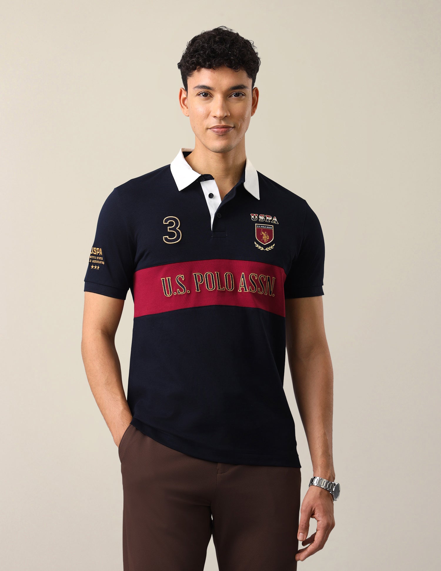 Brand Embroidered Slim Fit Polo Shirt Navy - U.S. Polo Assn. India | Large