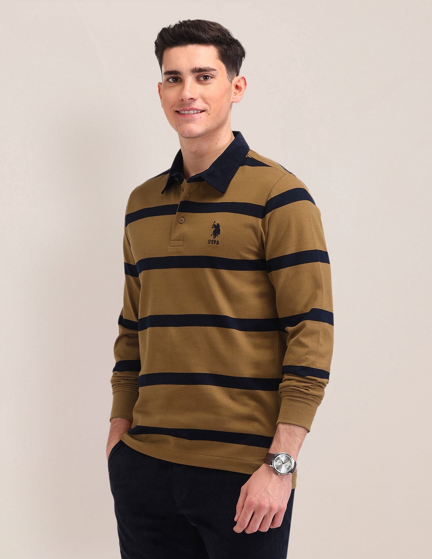 Horizontal Striped Slim Fit Polo Shirt