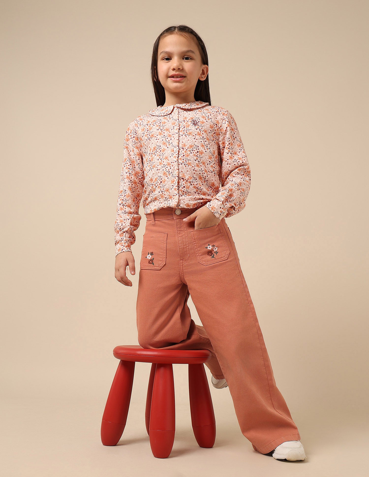 Girls Wide Leg Fit High Rise Jeans