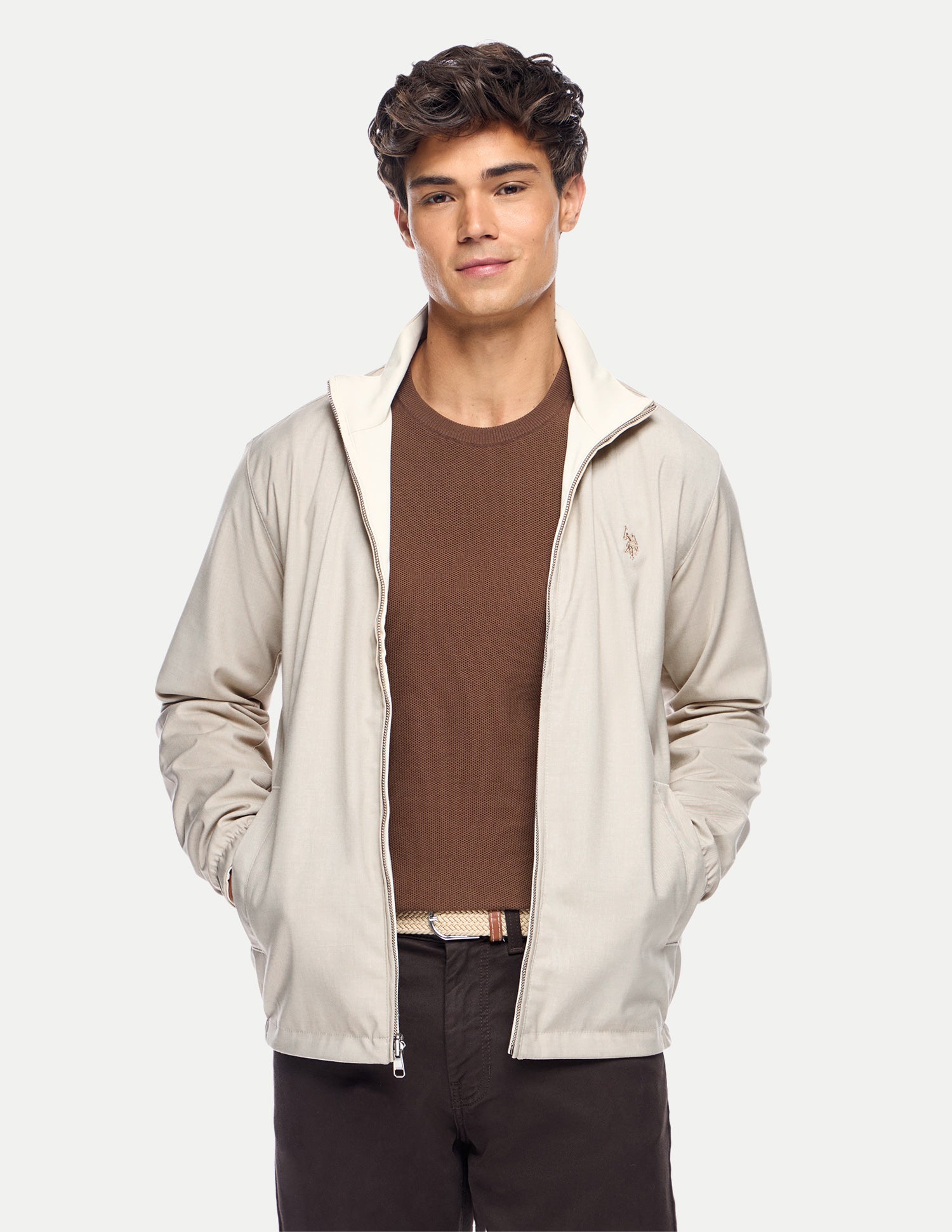 Solid Regular Fit Reversible Jacket Beige - U.S. Polo Assn. India | Large