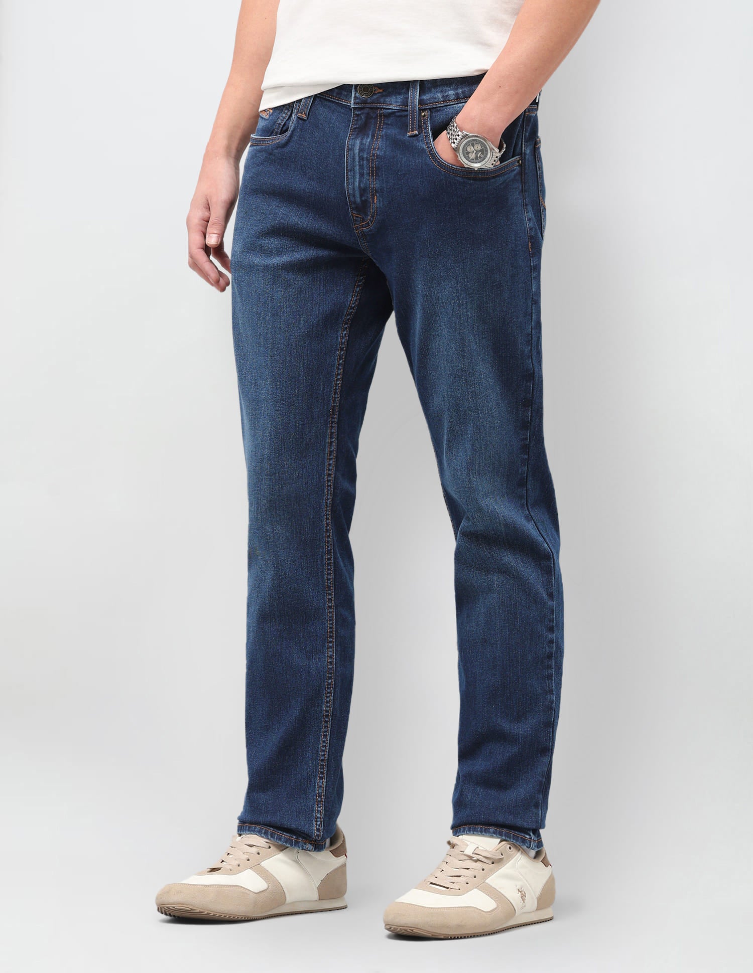 Solid Slim Fit Jeans Blue - U.S. Polo Assn. India | Large
