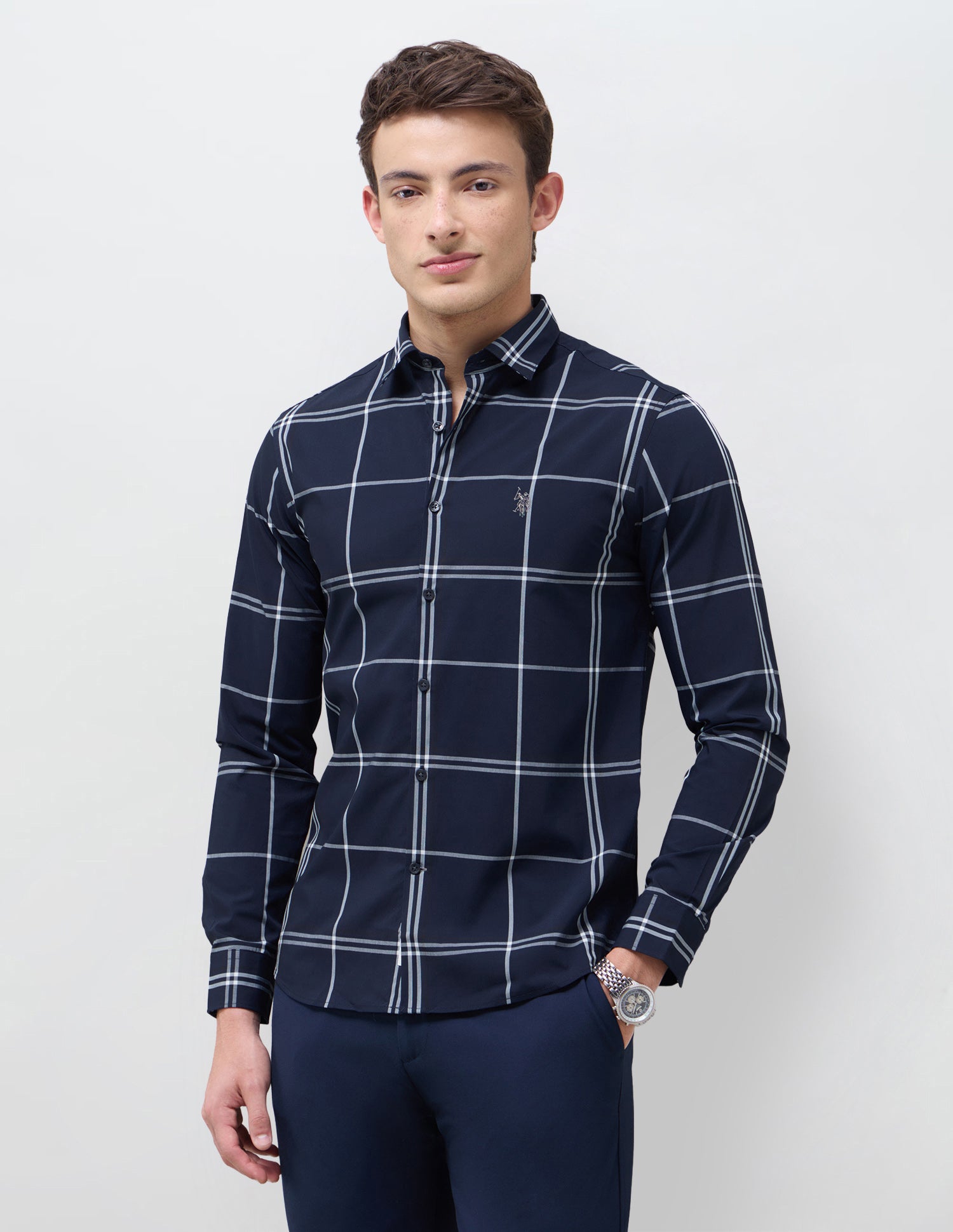 Windowpane Checked Regular Fit Shirt