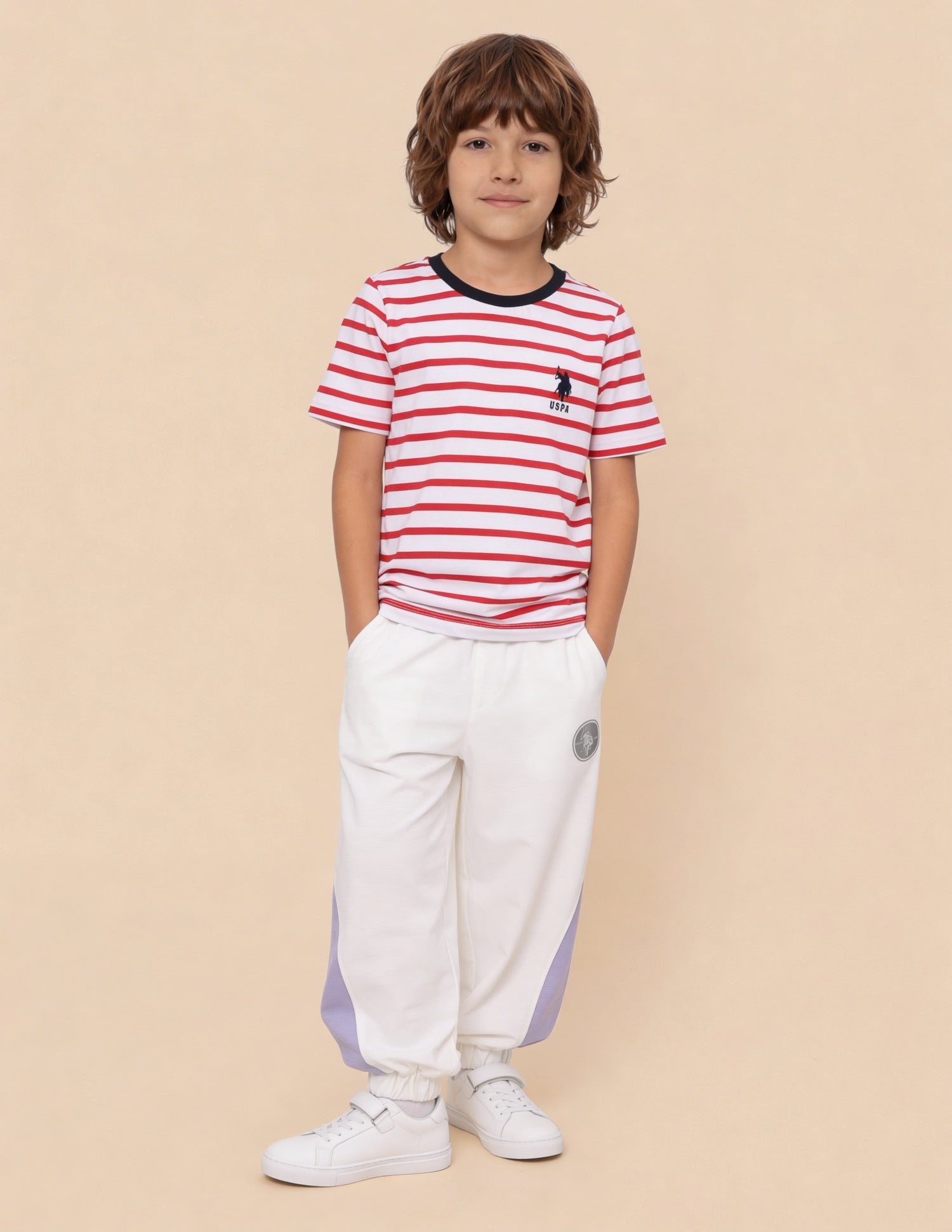 Regular Fit Colour Blocked Joggers White - U.S. Polo Assn. India | Large