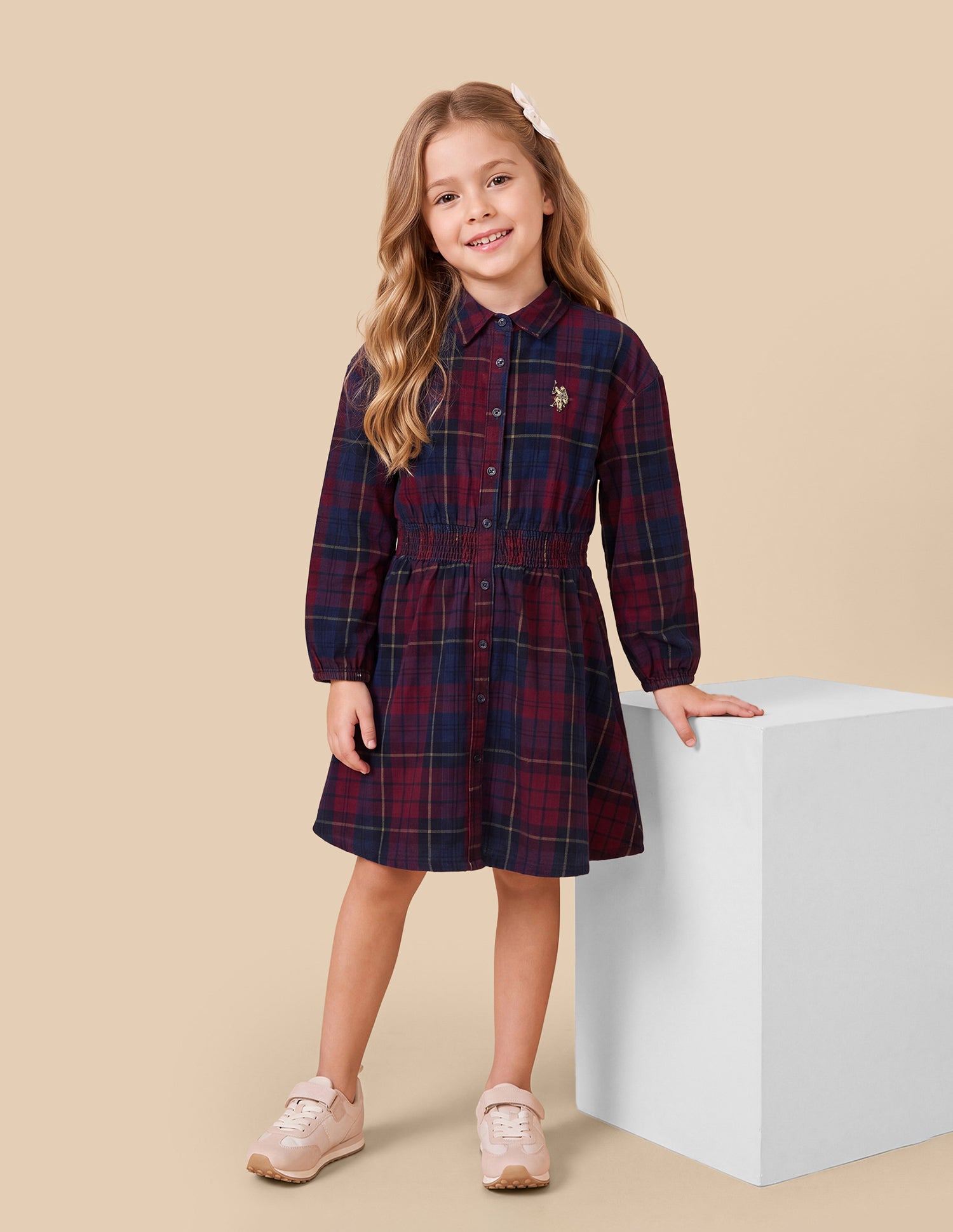 Corduroy Checked Shirt Dress Red - U.S. Polo Assn. India | Large