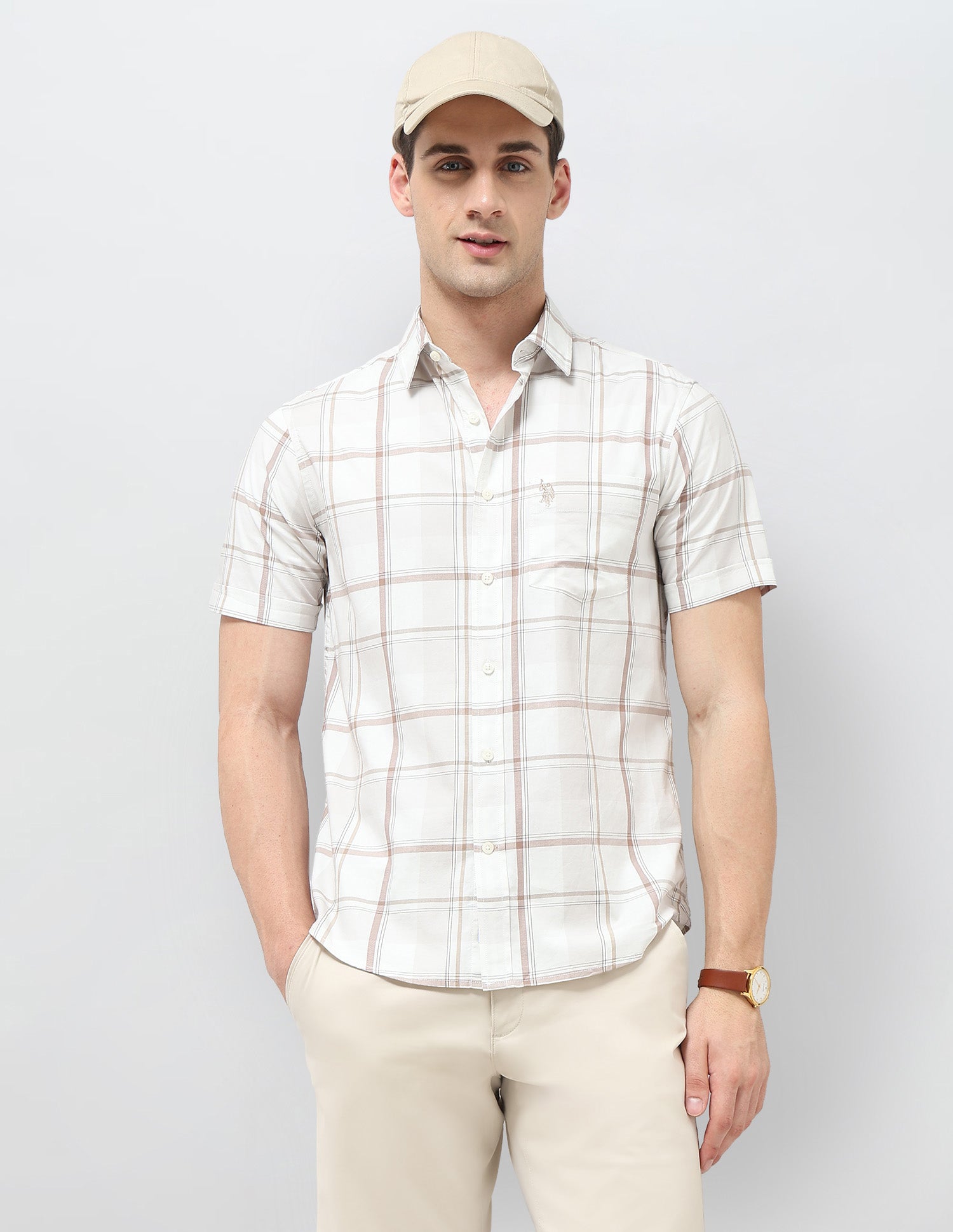 Grid Tattersall Checked Twill Shirt