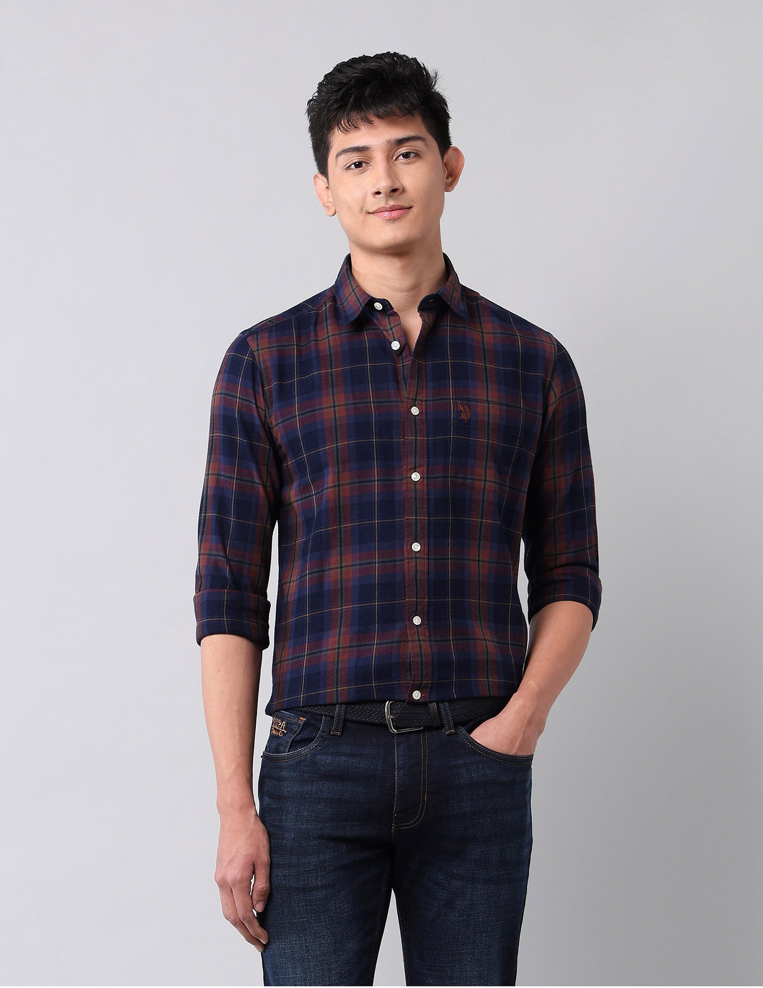 Tartan Checked Regular Fit Shirt Indigo - U.S. Polo Assn. India | Large
