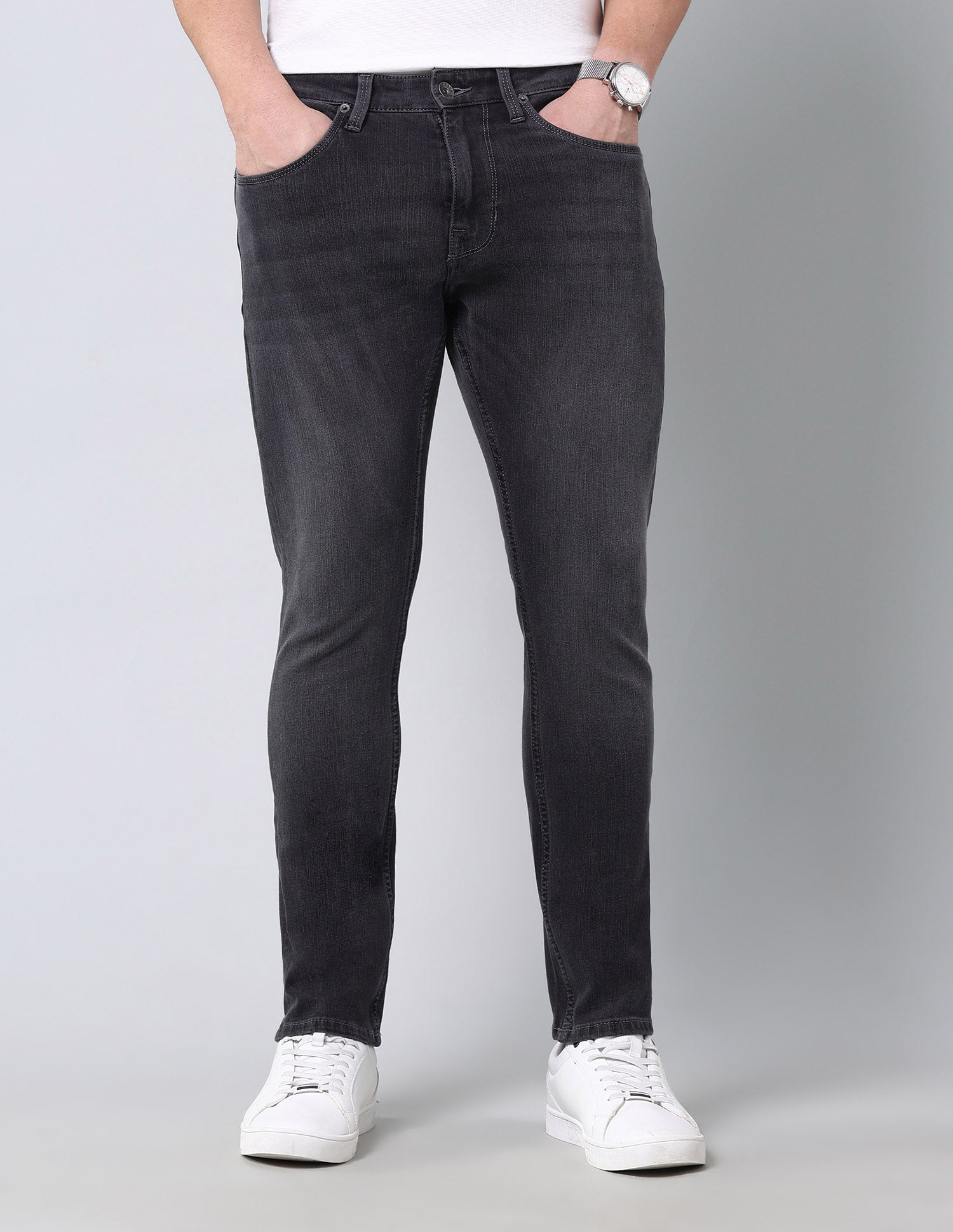 Cropped Length Henry Tapered Fit Bi Stretch Authentic Jeans Grey - U.S. Polo Assn. India | Large
