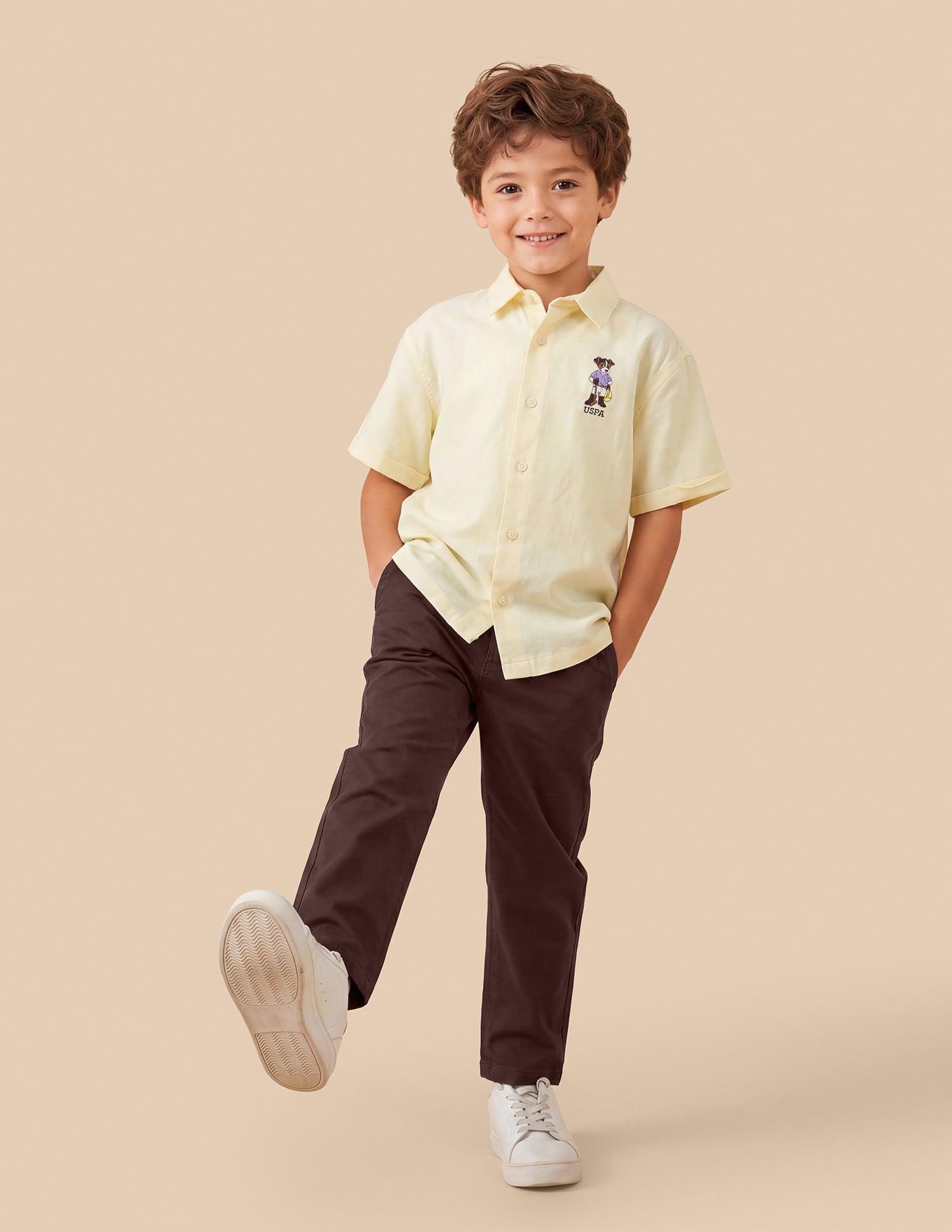 Solid Boxy Fit Shirt Yellow - U.S. Polo Assn. India | Large