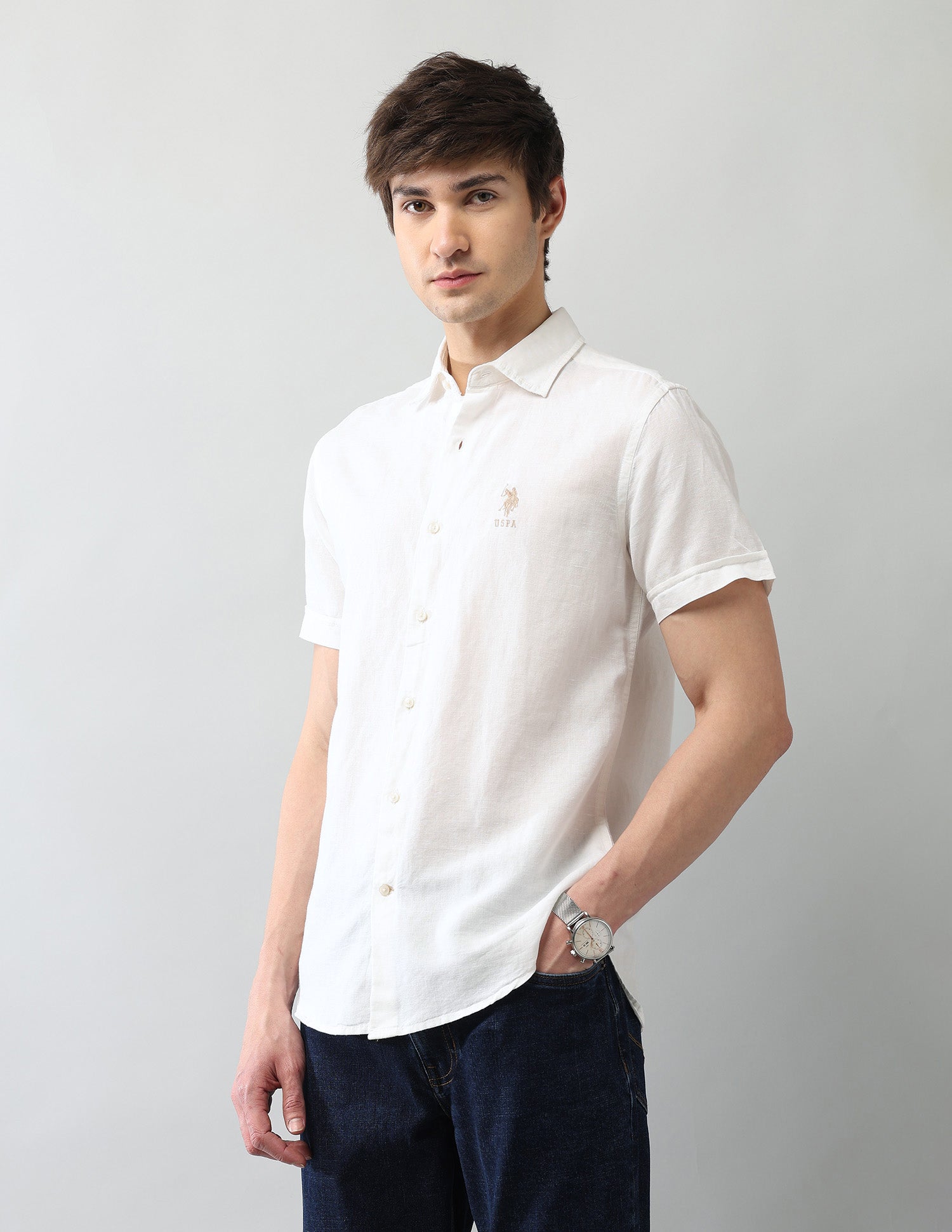 Solid Regular Fit Poplin Shirt White - U.S. Polo Assn. India | Large