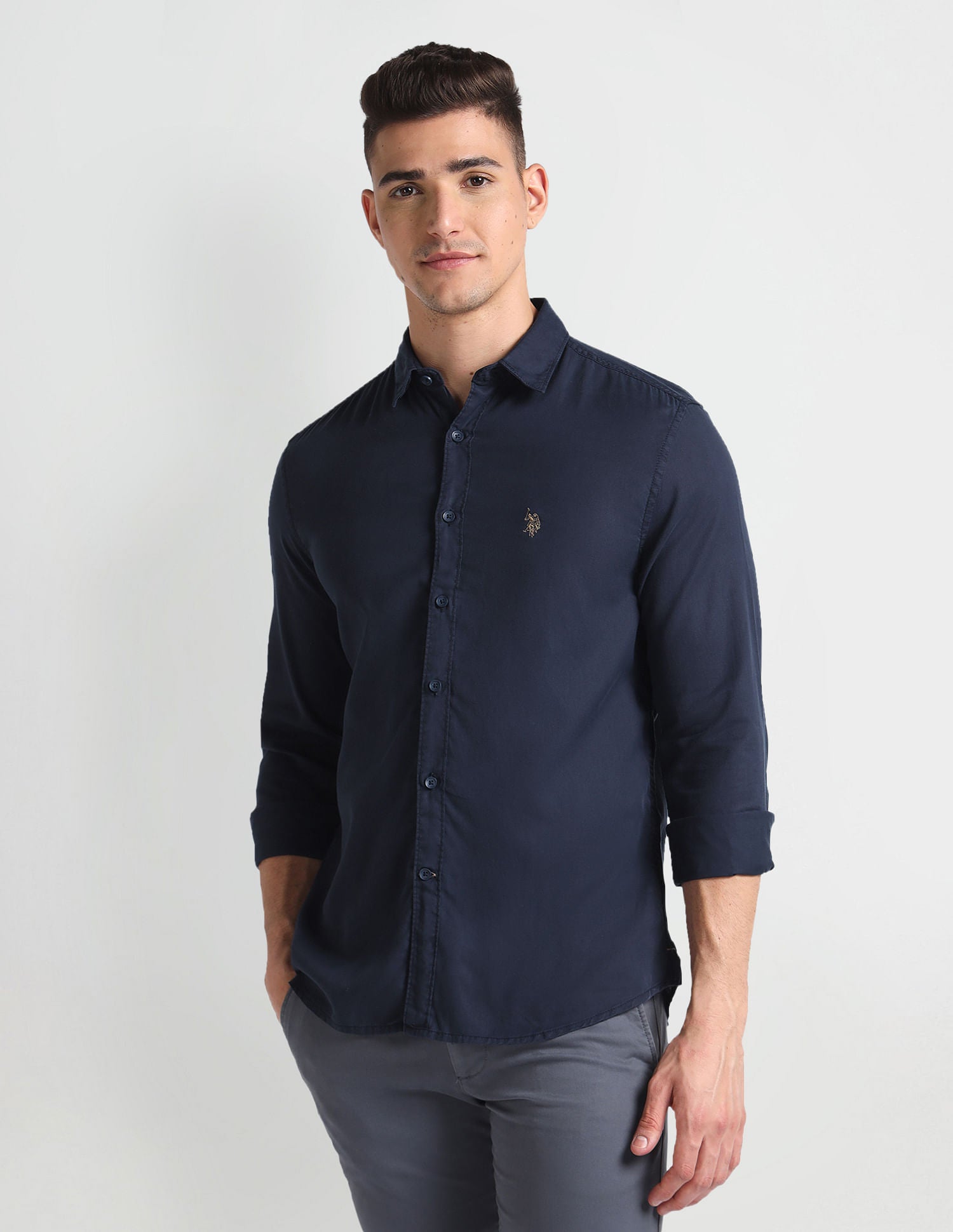 Slim Fit Solid Twill Shirt