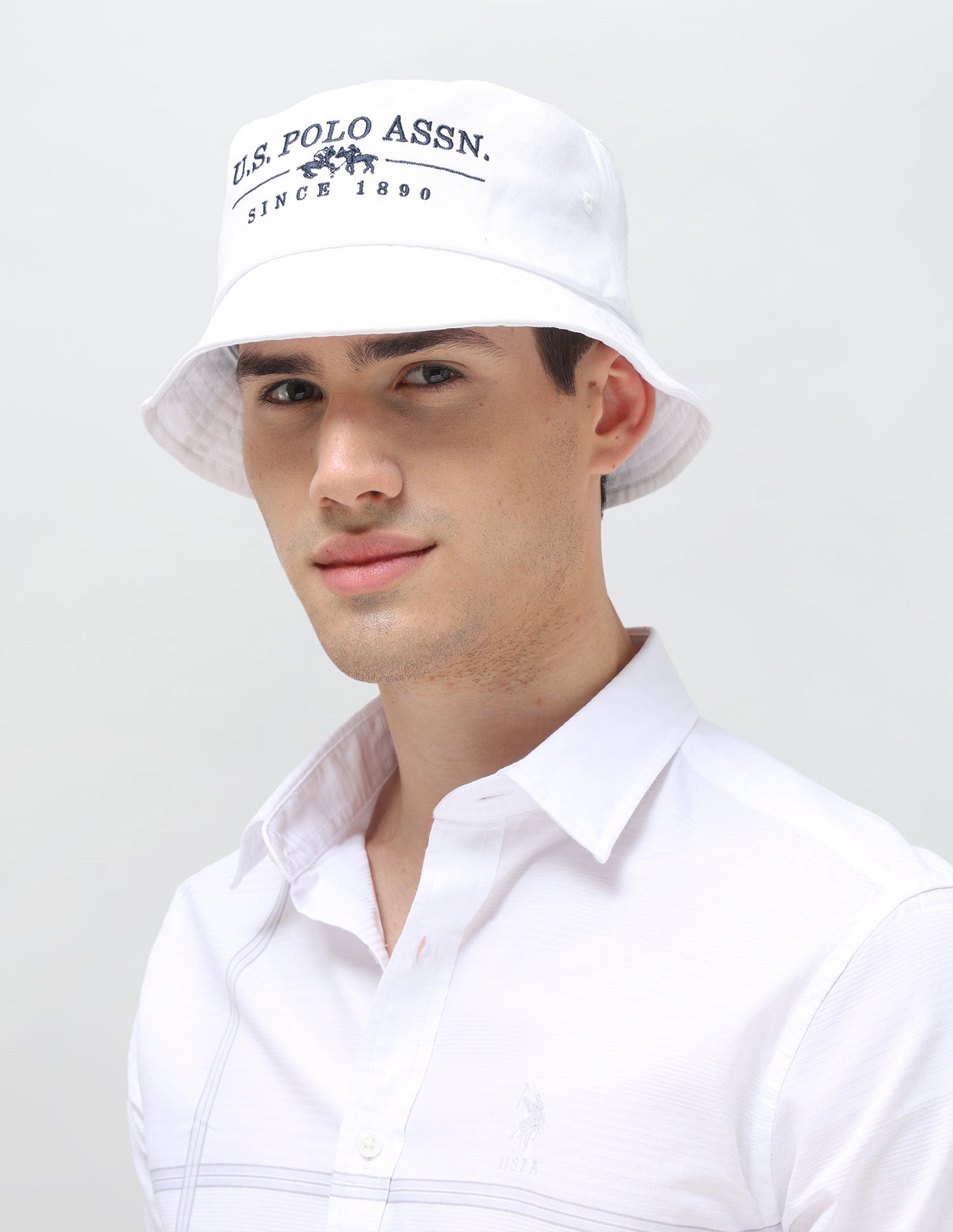 Brand Embroidered Bucket Hat White - U.S. Polo Assn. India | Large