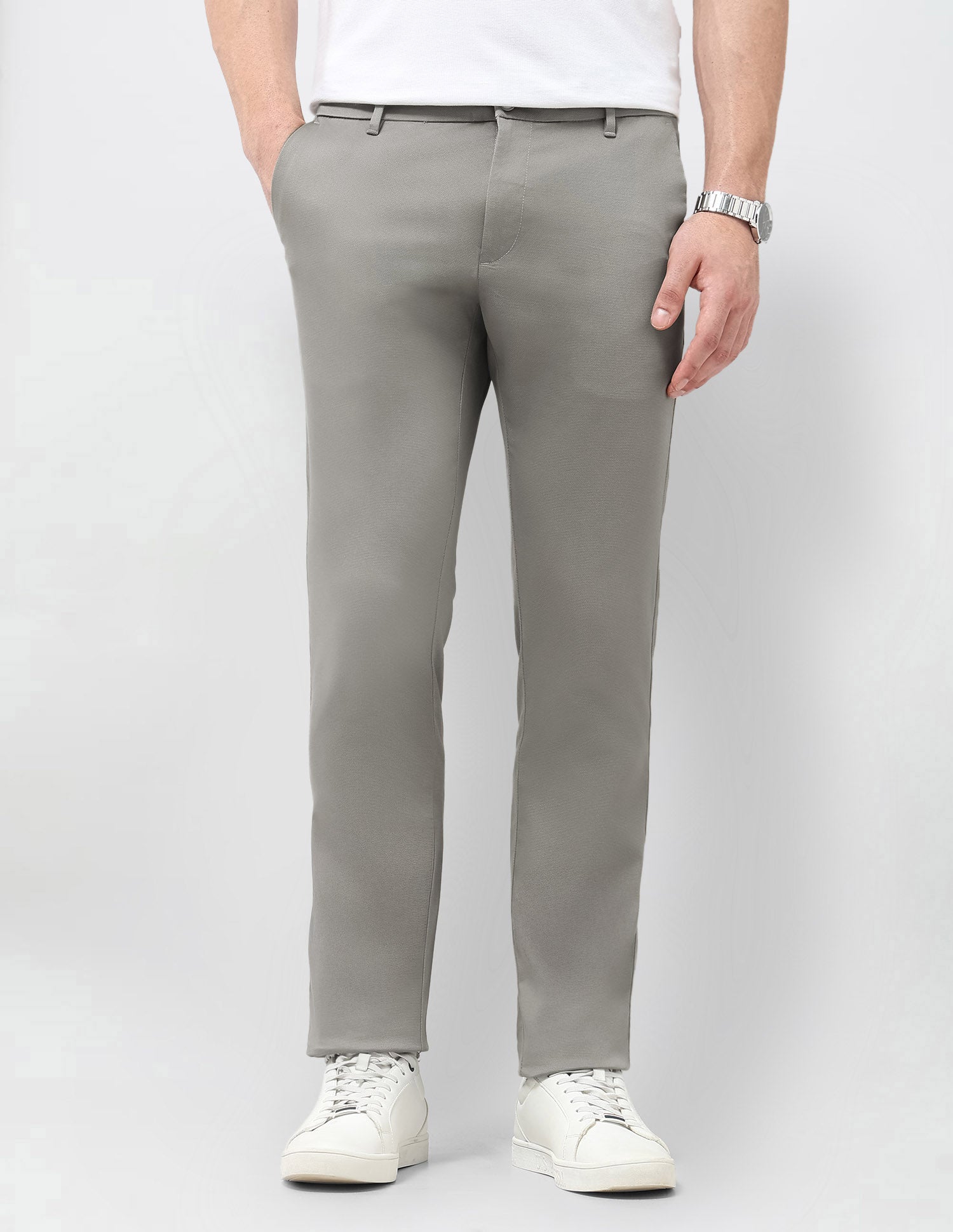 Slim Fit All Over Printed Trousers Grey - U.S. Polo Assn. India | Large