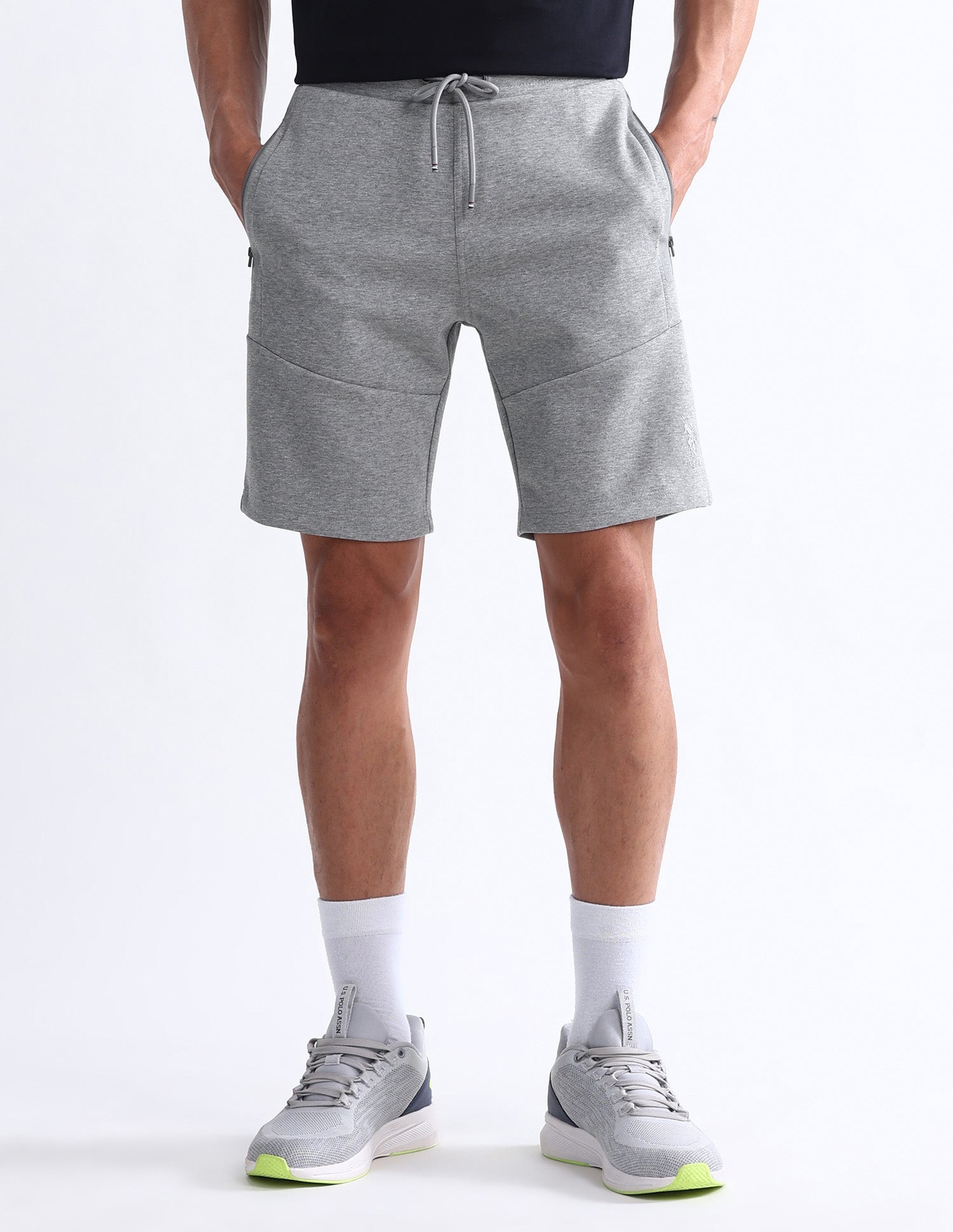 Heathered Slim Fit Active Shorts Grey - U.S. Polo Assn. India | Large