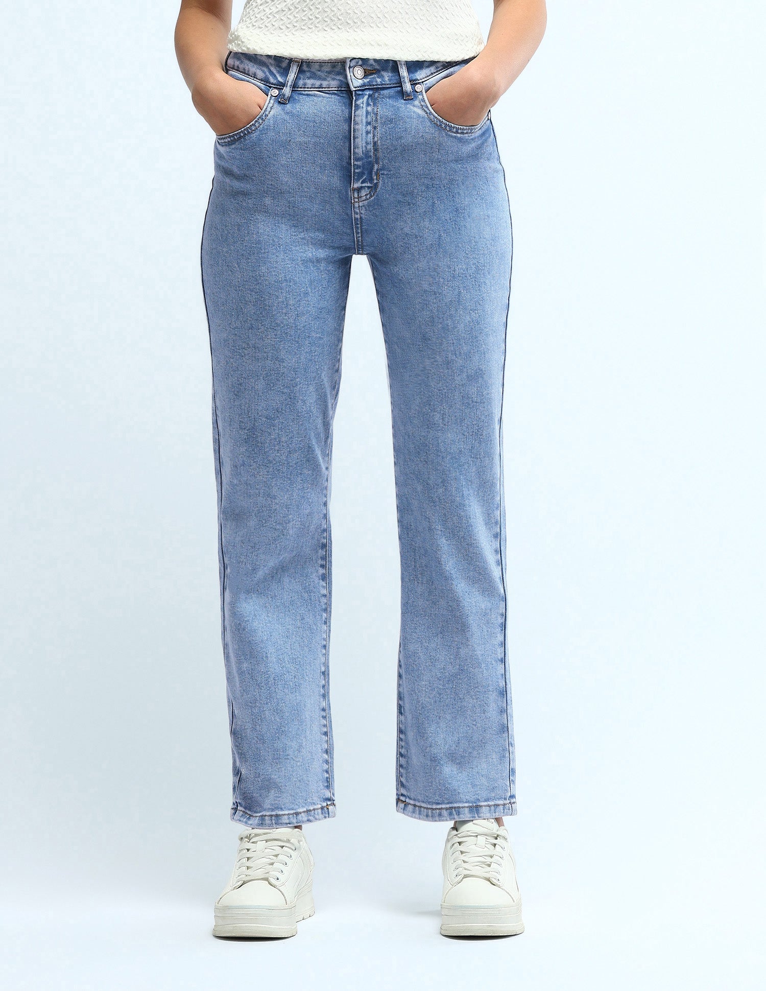 High Rise Straight Fit Jeans