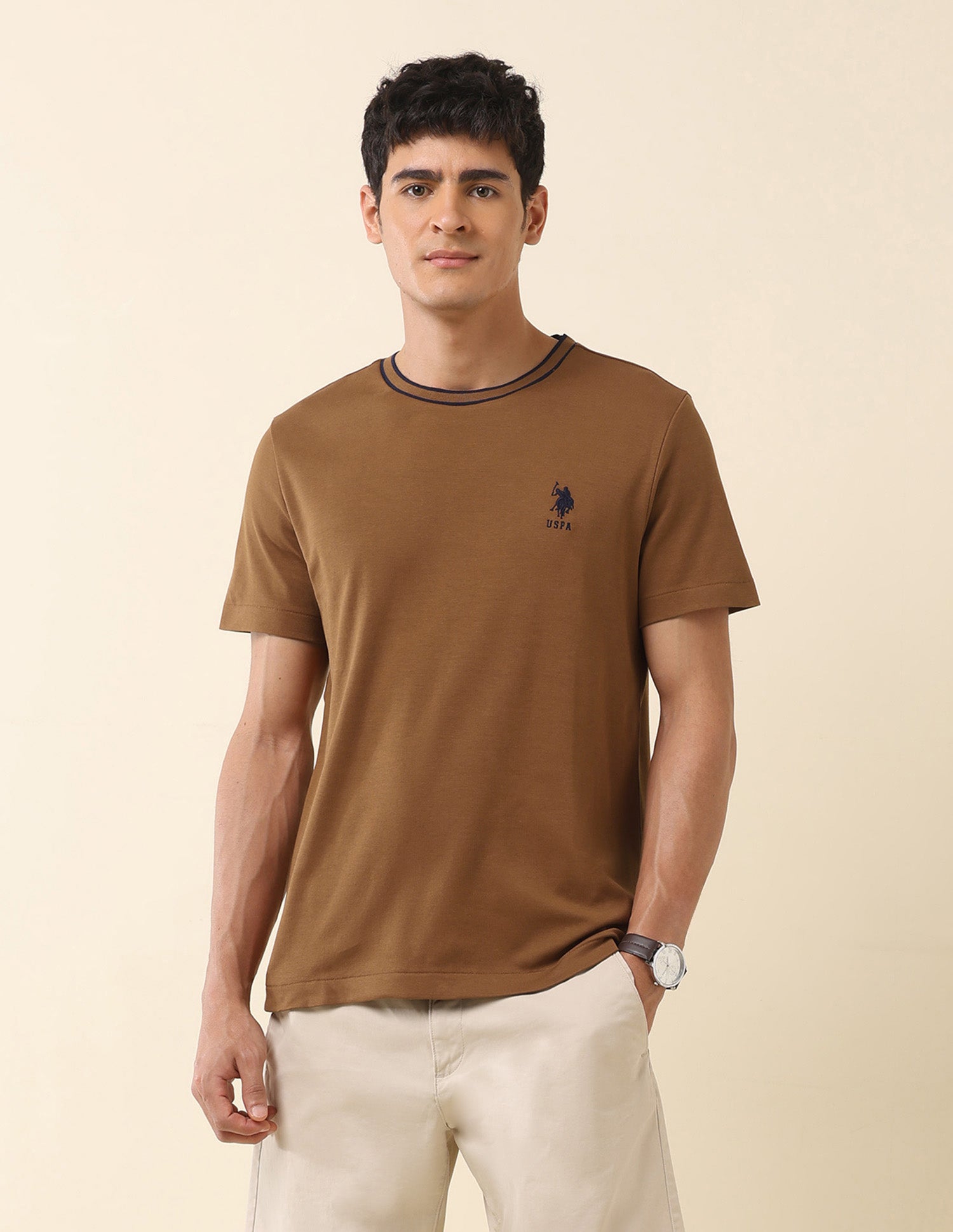 Pure Cotton Slim Fit T-Shirt Mustard - U.S. Polo Assn. India | Large