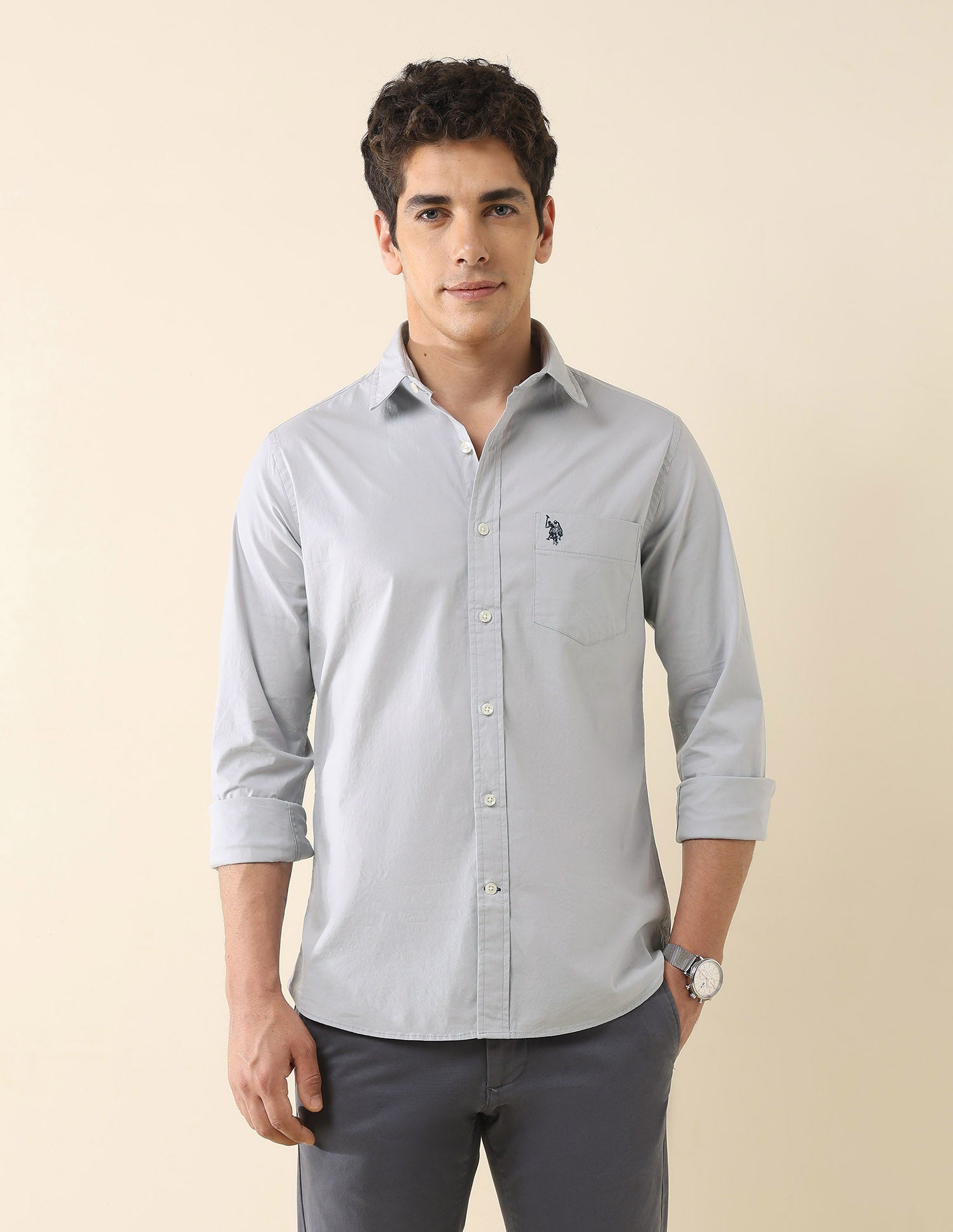 Solid Tailored Fit Regular Shirt