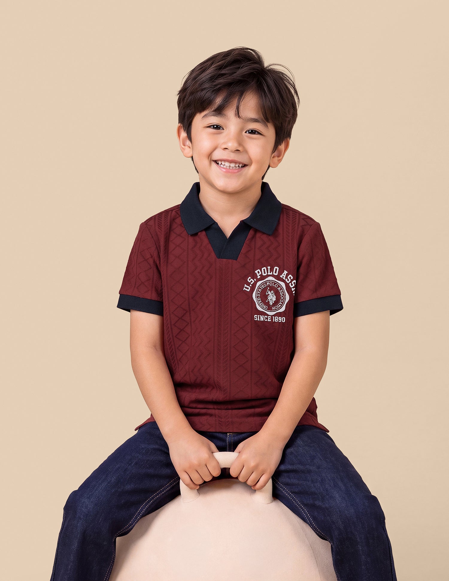 Self Design Geometric Regular Fit Polo Shirt Red - U.S. Polo Assn. India | Large