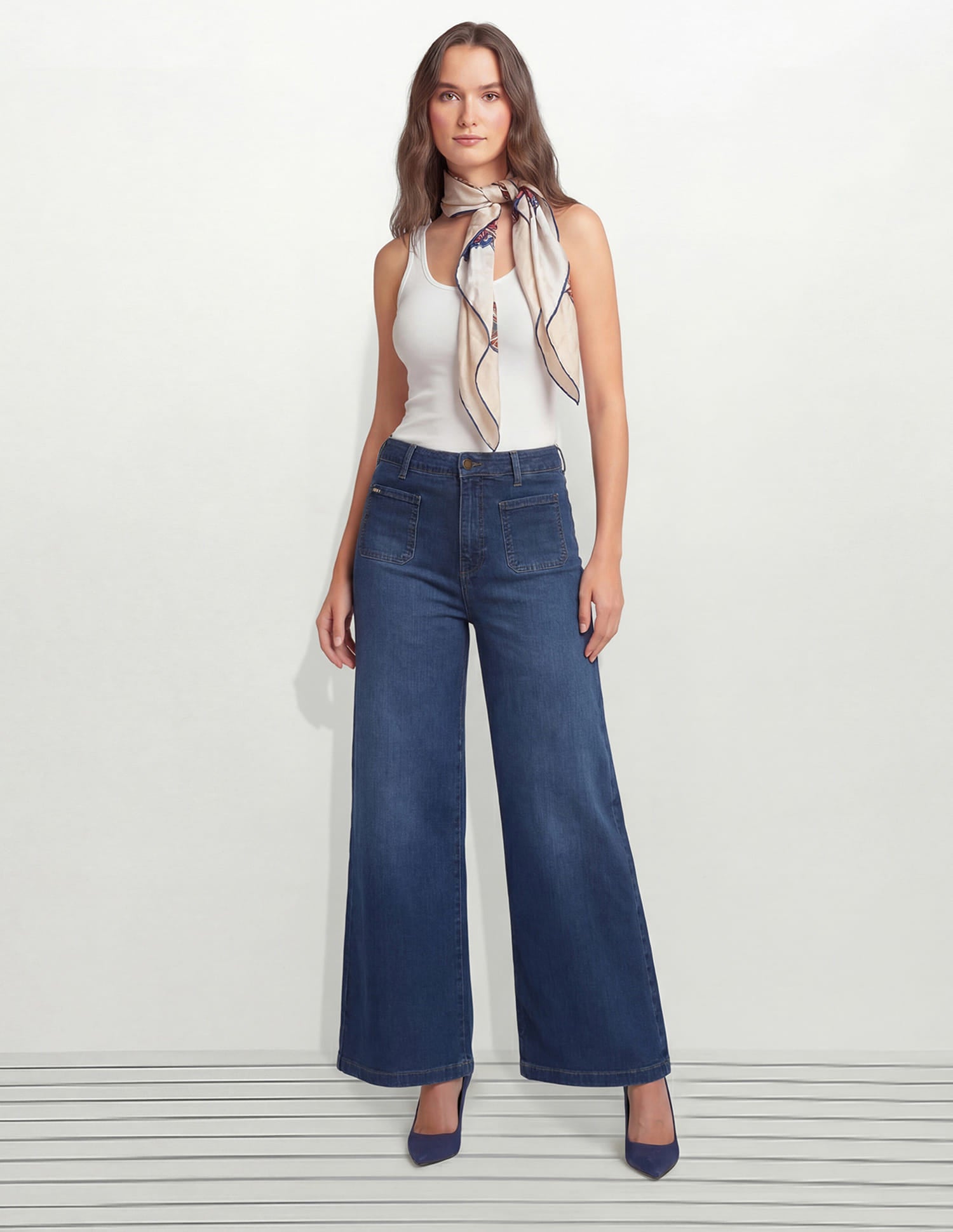High Rise Ultra Wide Leg Fit Jeans Blue - U.S. Polo Assn. India | Large