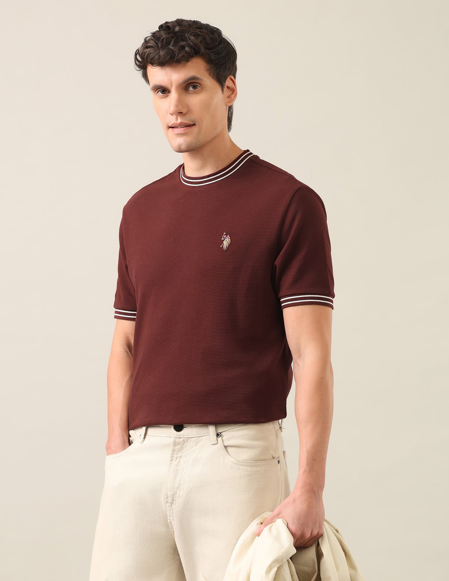 Solid Slim Fit T-Shirt Rust - U.S. Polo Assn. India | Large