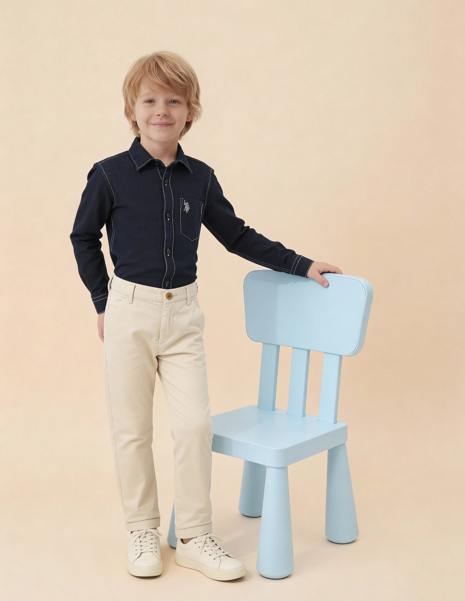 Boys Slim Fit Twill Trousers