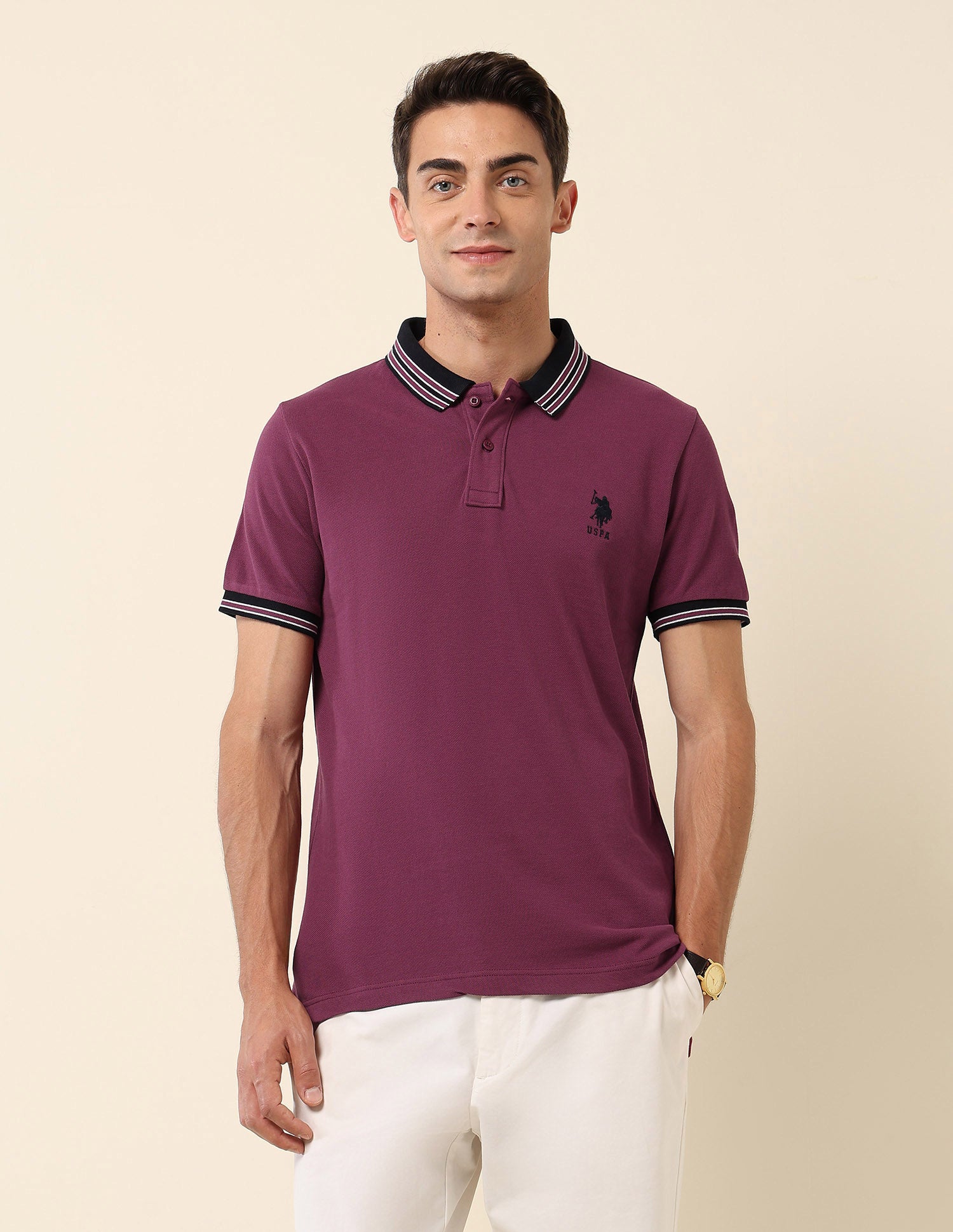 Pure Cotton Slim Fit Polo Shirt Maroon - U.S. Polo Assn. India | Large