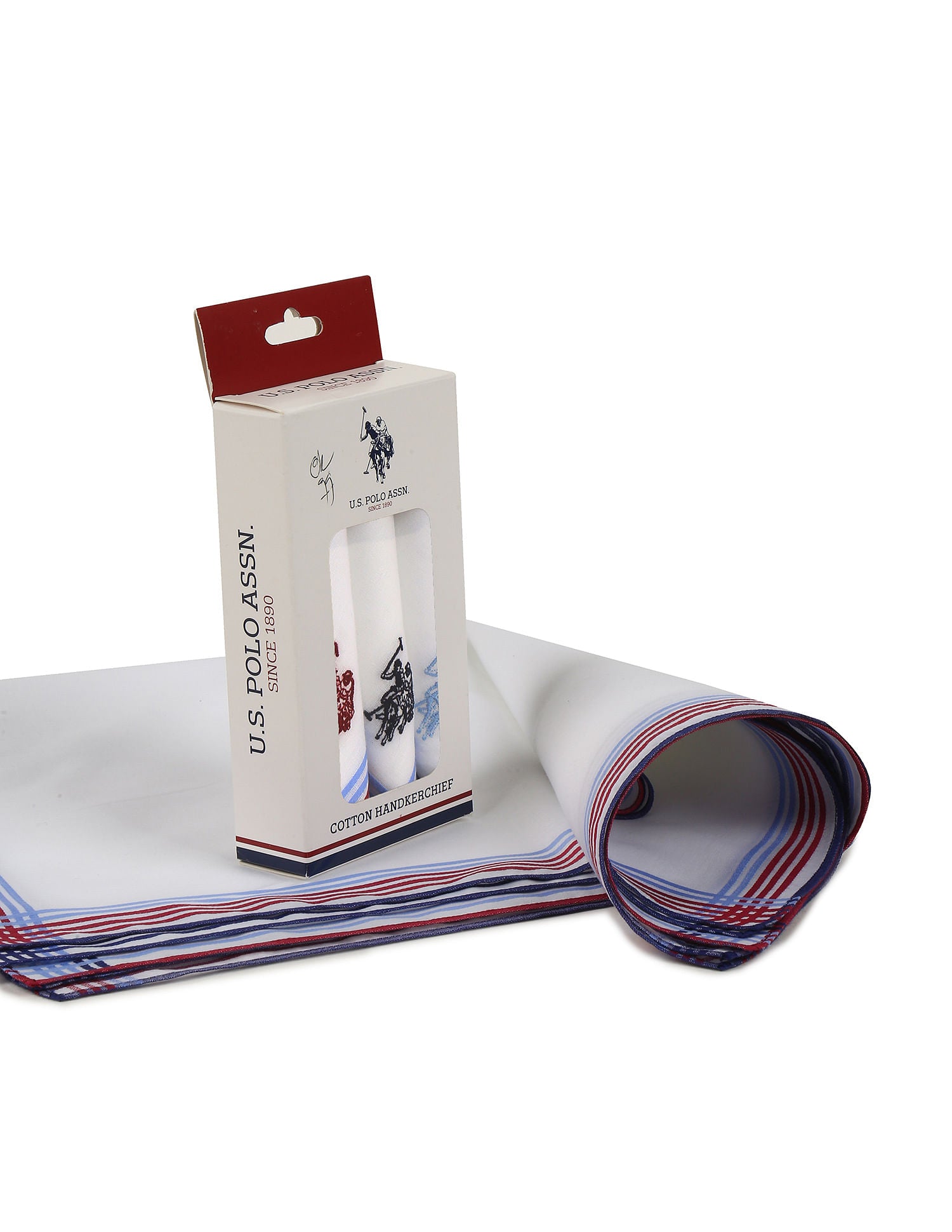 Pure Cotton Brand Logo Handkerchief - Pack Of 3 Assorted - U.S. POLO ASSN. | Large