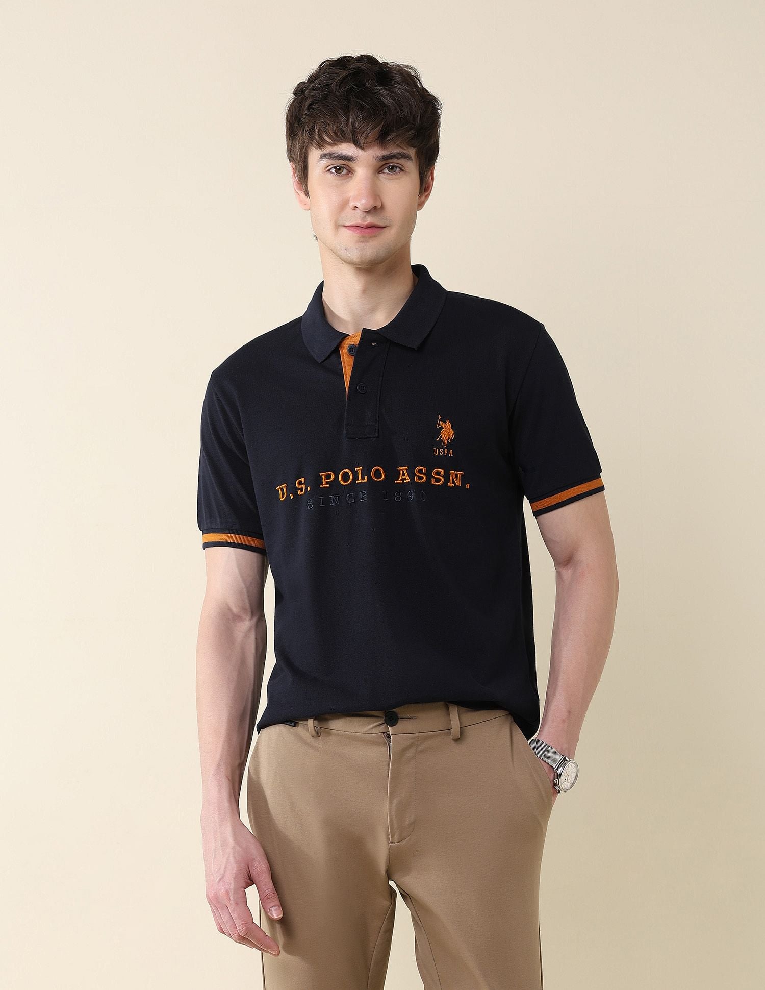 Slim Fit Brand Embroidered Polo Shirt