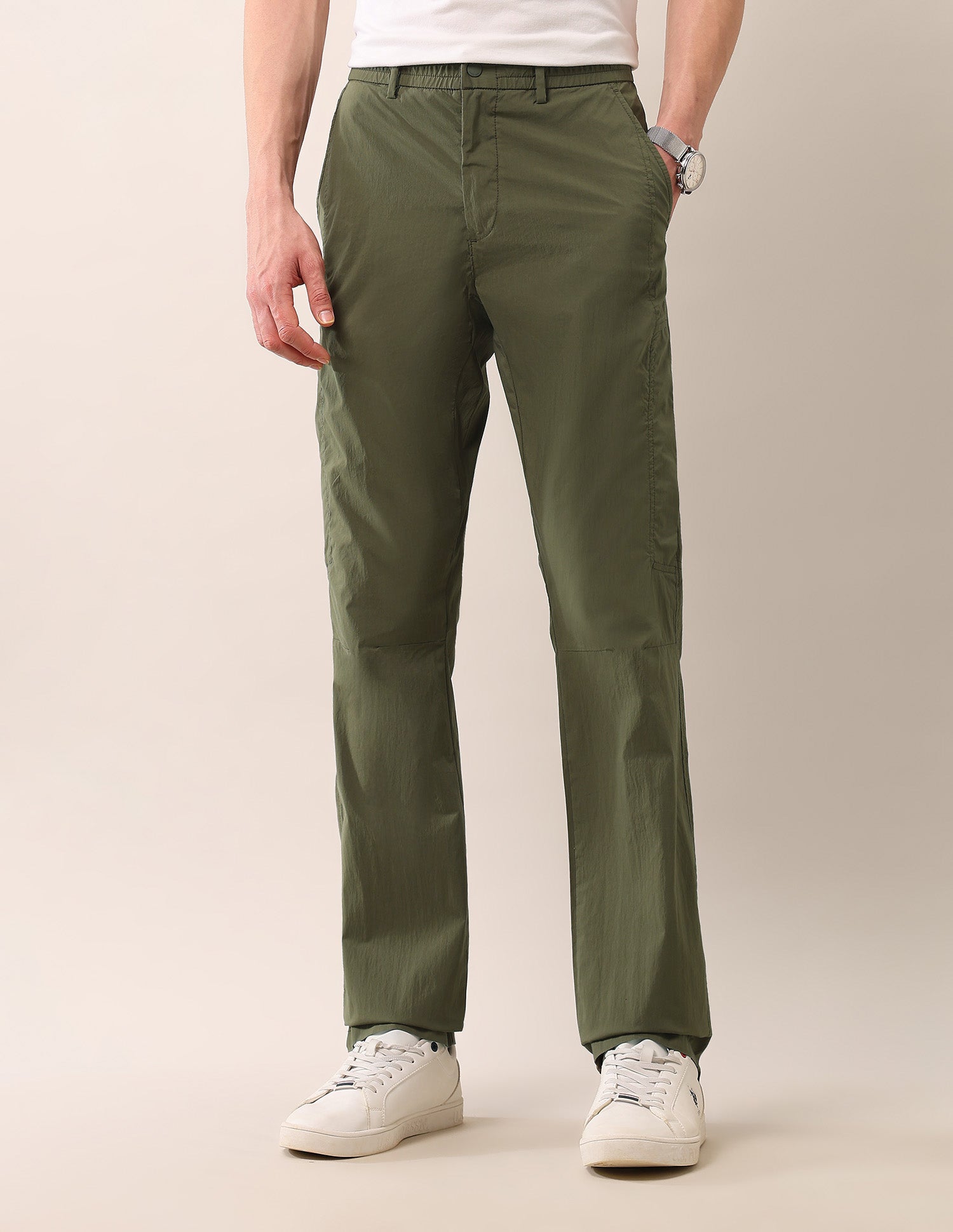 Mid Rise Riley Straight Fit Trousers Olive - U.S. Polo Assn. India | Large