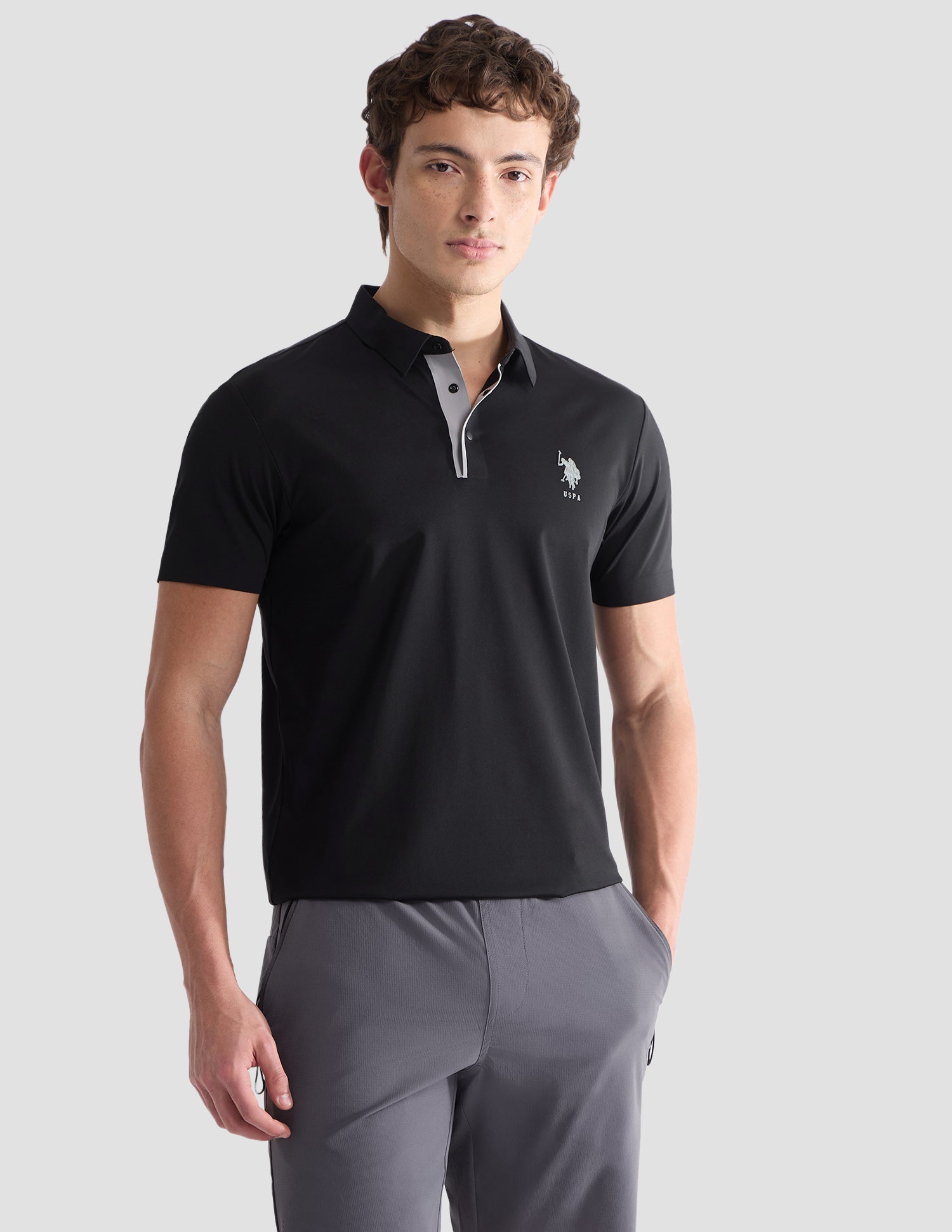 Solid Slim Fit Active Polo Shirt