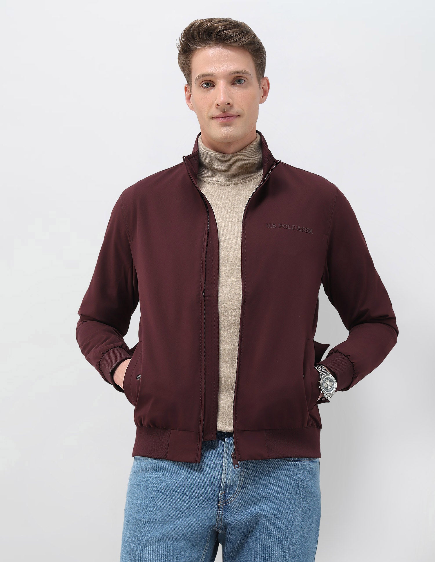 Regular Fit Solid Casual Jacket